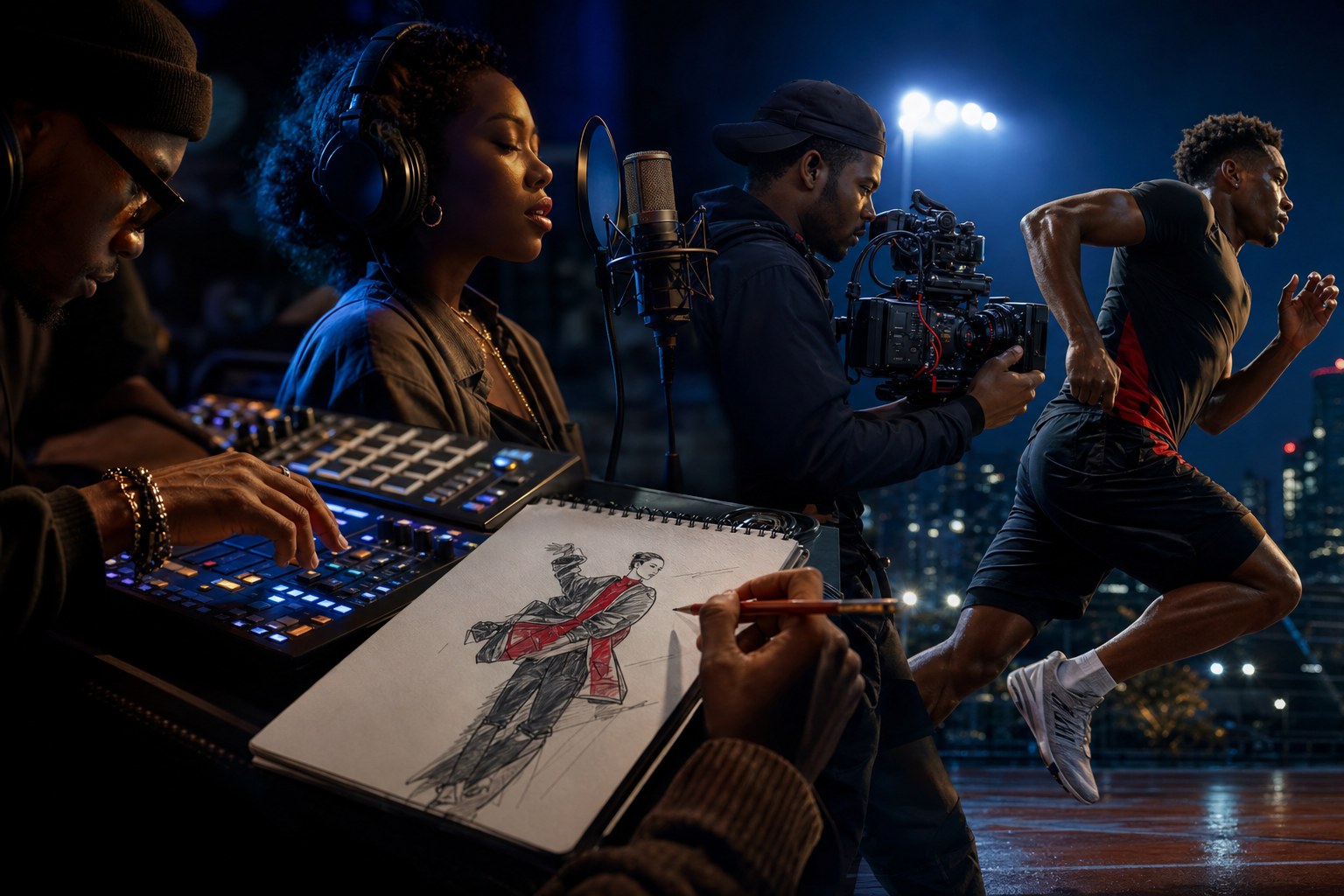 Creative disciplines across recording, visual art, and film production