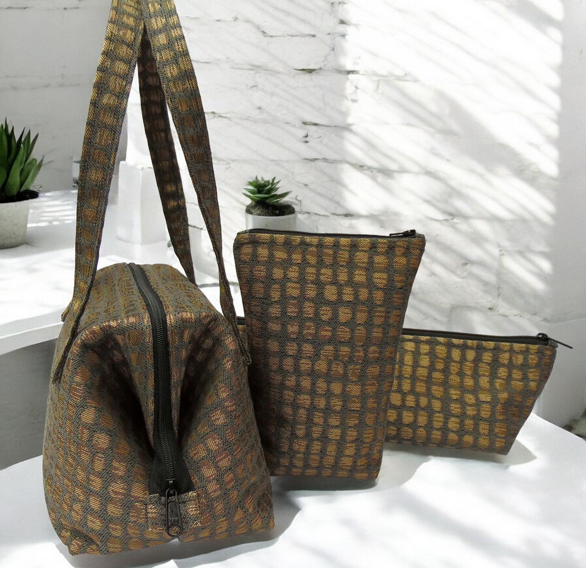 Olive Green and Gold Doctor Bag, Satchel Set