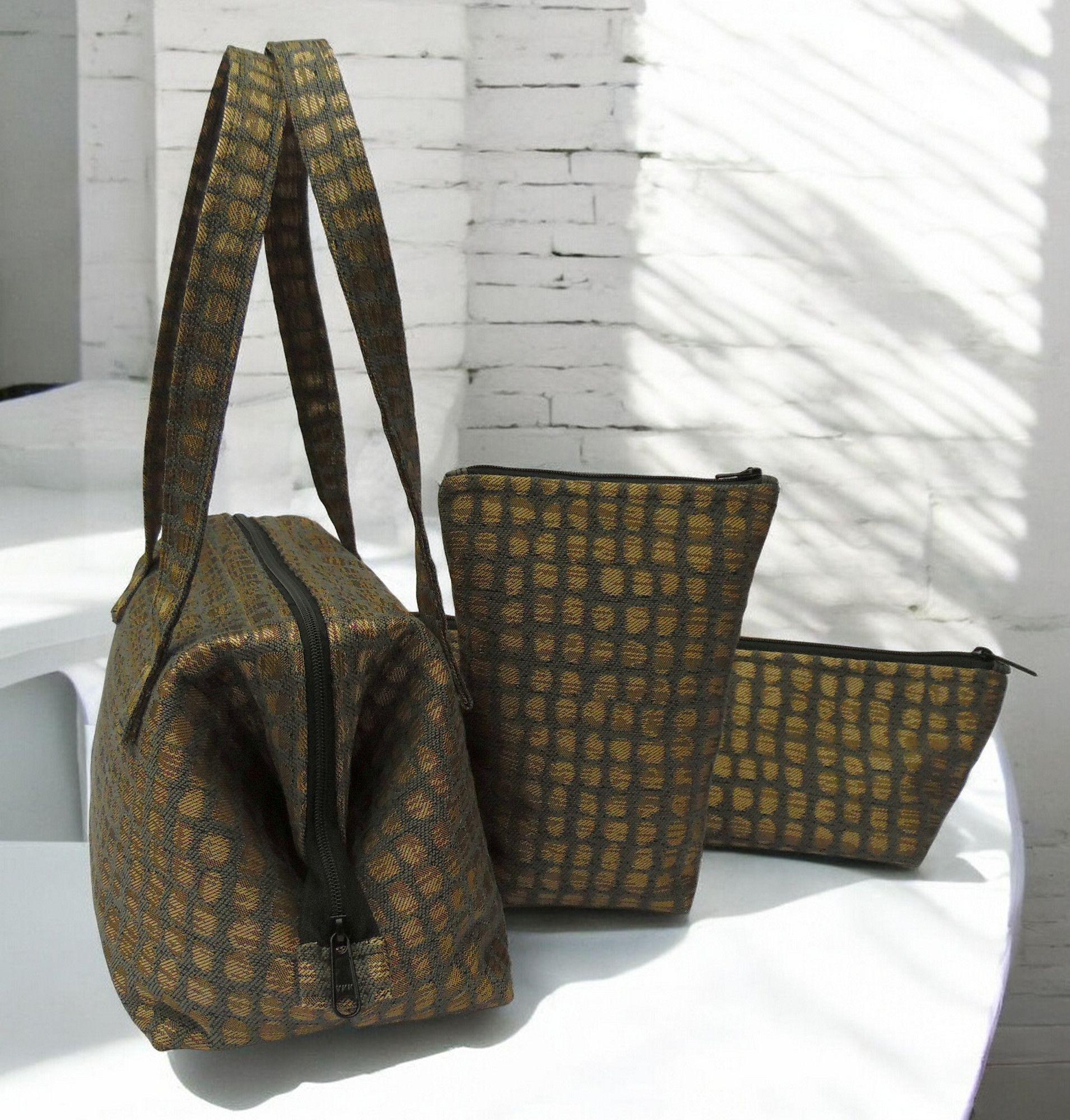 Olive Green and Gold Doctor Bag, Satchel Set, view 6