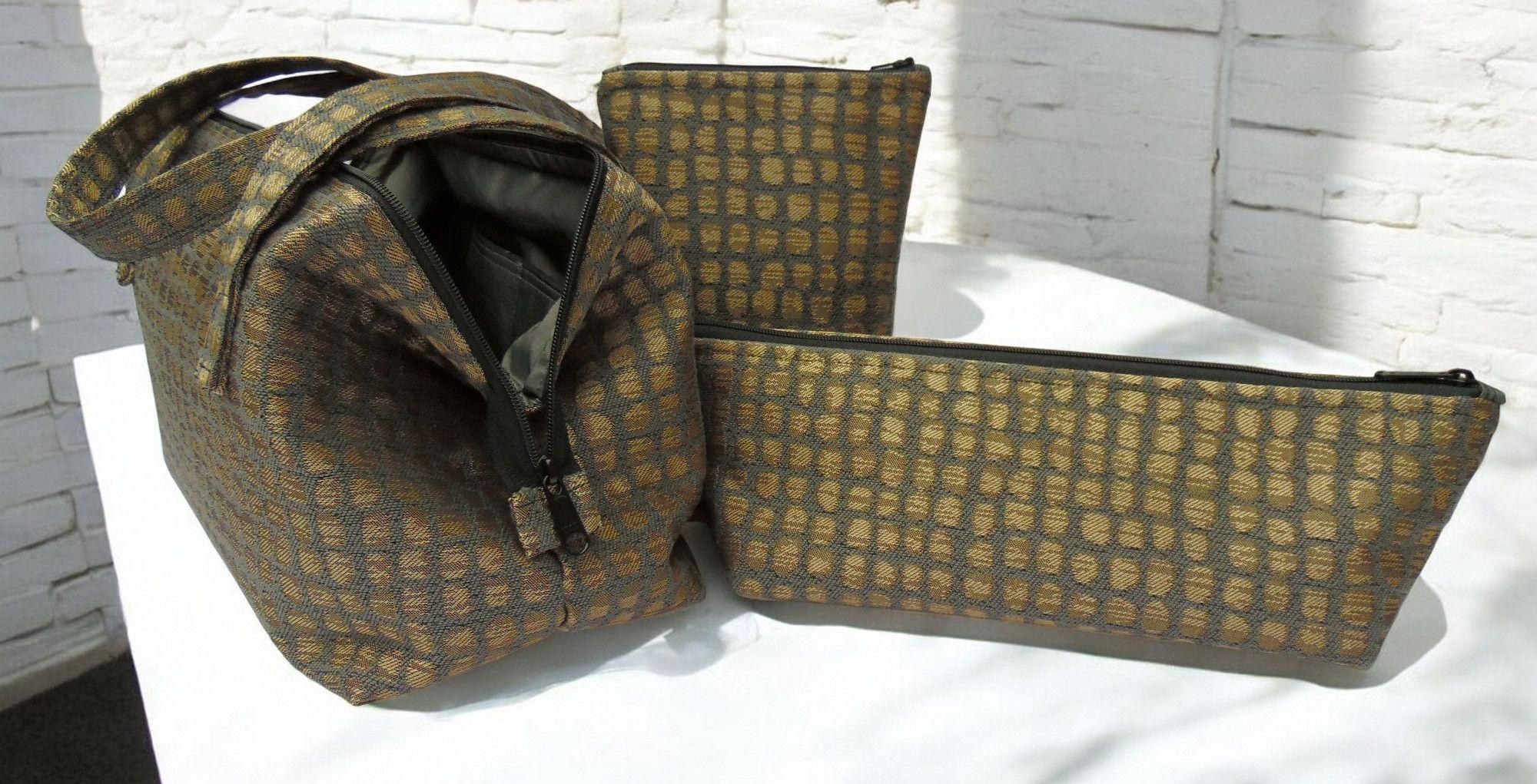 Olive Green and Gold Doctor Bag, Satchel Set, view 7