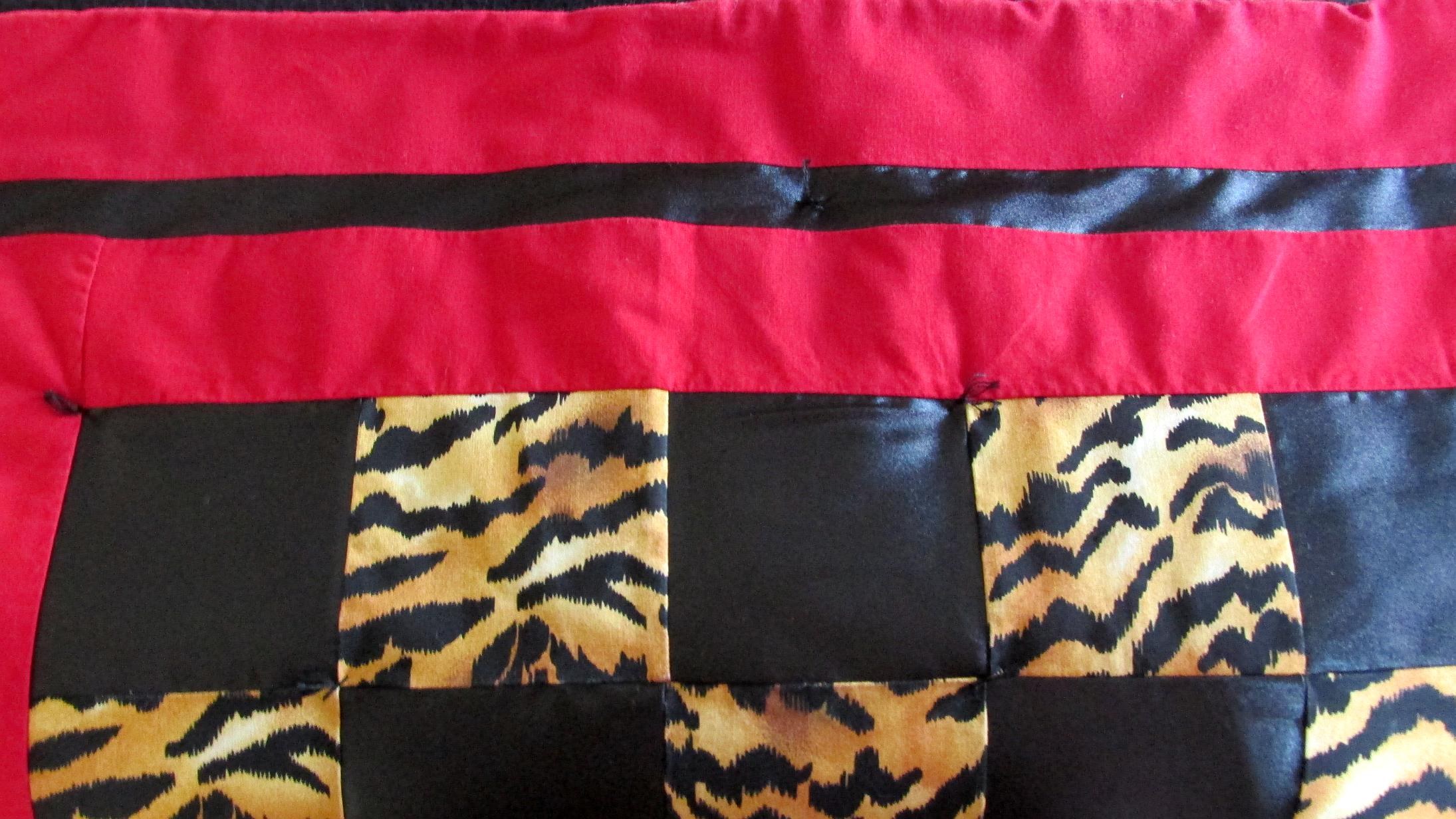 Handmade Tiger Print Baby Quilt, Red Black Safari Nursery Blanket, Toddler Bedding (54x41), view 4