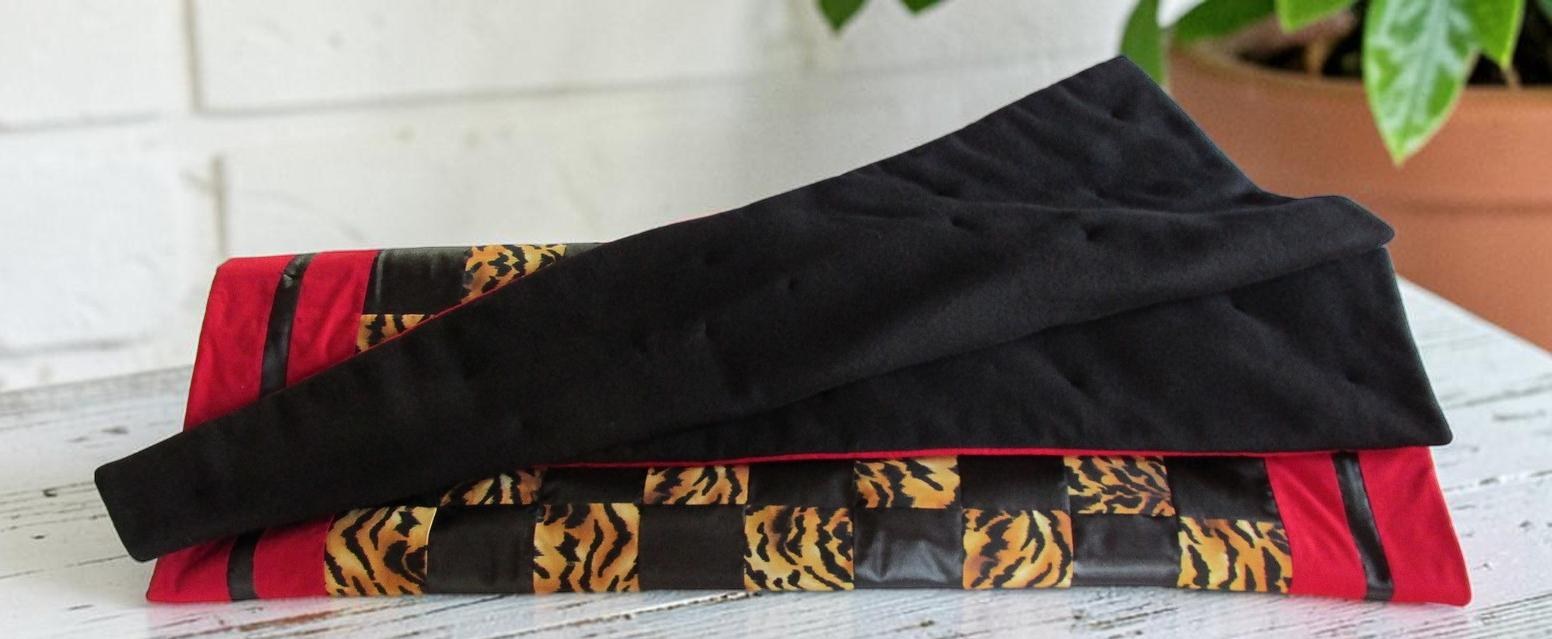 Handmade Tiger Print Baby Quilt, Red Black Safari Nursery Blanket, Toddler Bedding (54x41), view 6