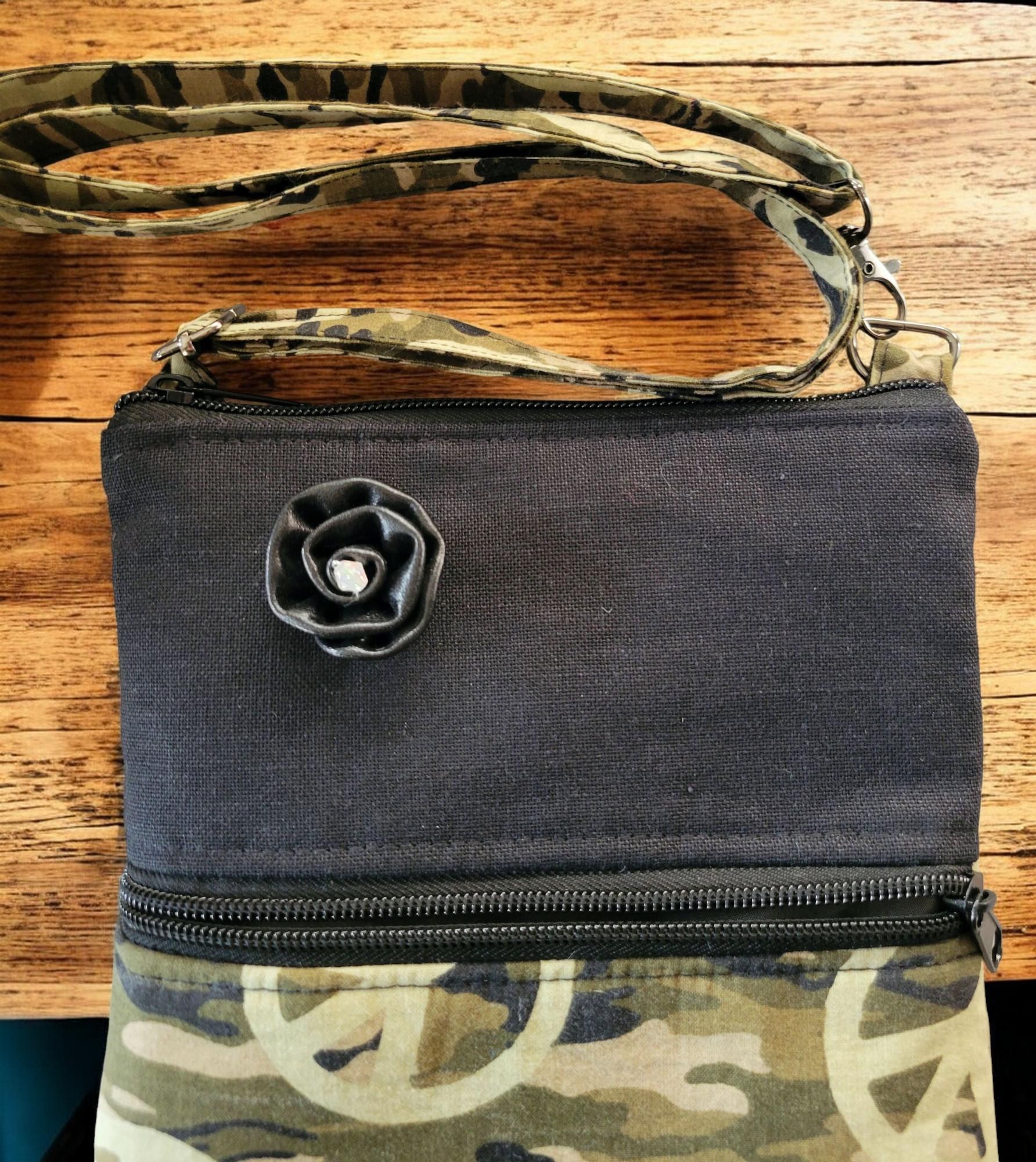 Camo Crossbody Cell Phone Pouch: Zippered Concert Purse, view 2