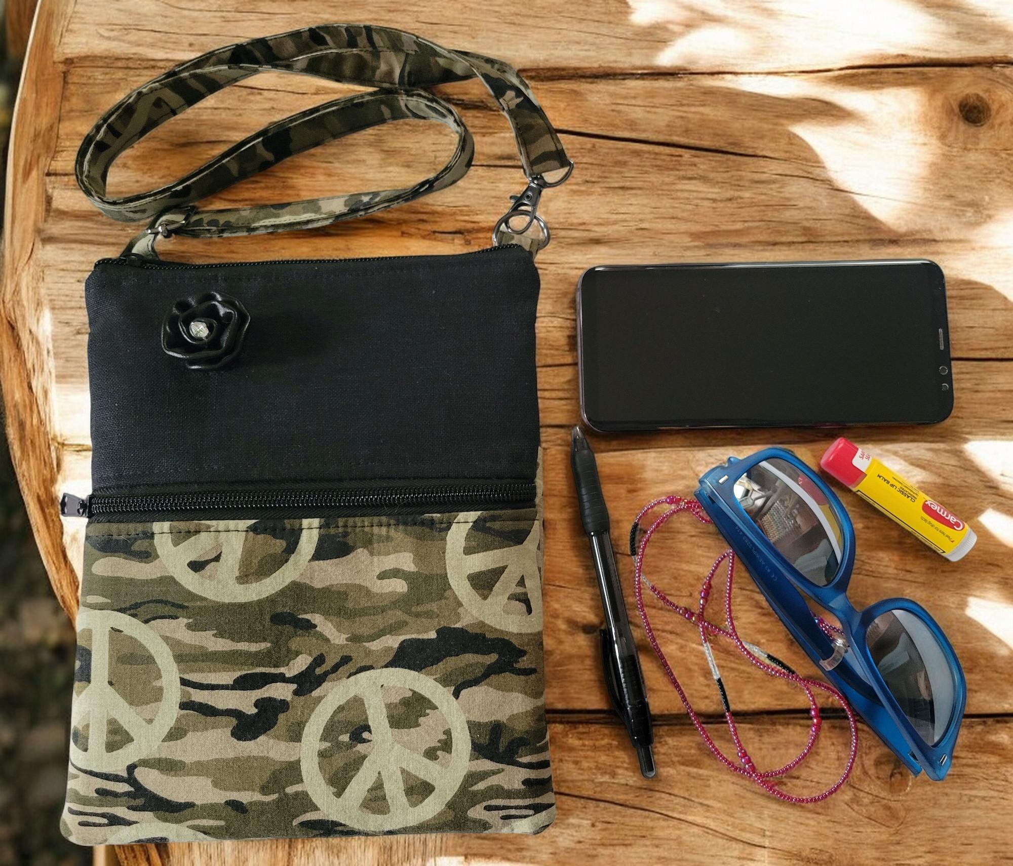 Camo Crossbody Cell Phone Pouch: Zippered Concert Purse, view 8