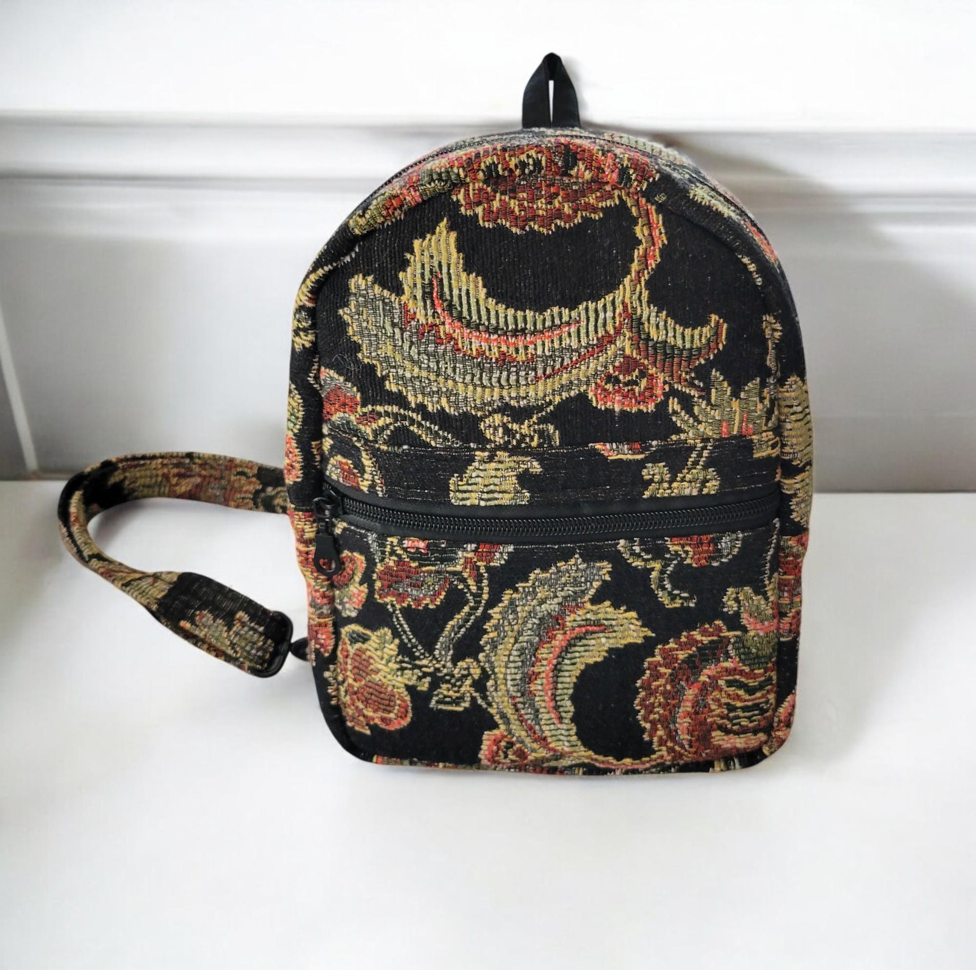Black Tapestry Sling Bag/Cross Body Bag, view 6