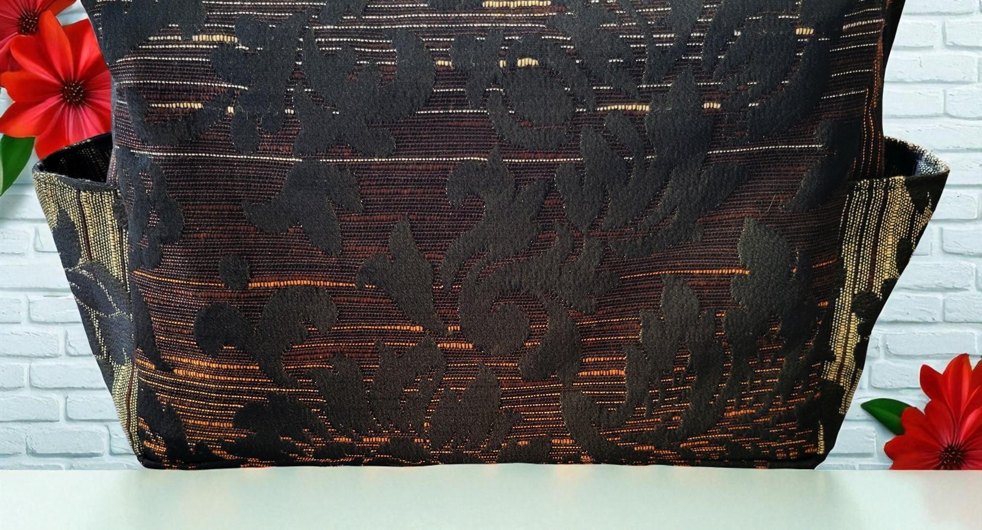 Ombre Tapestry Brocade Crossbody Handbag, Slouchy, Vintage Inspired, view 10