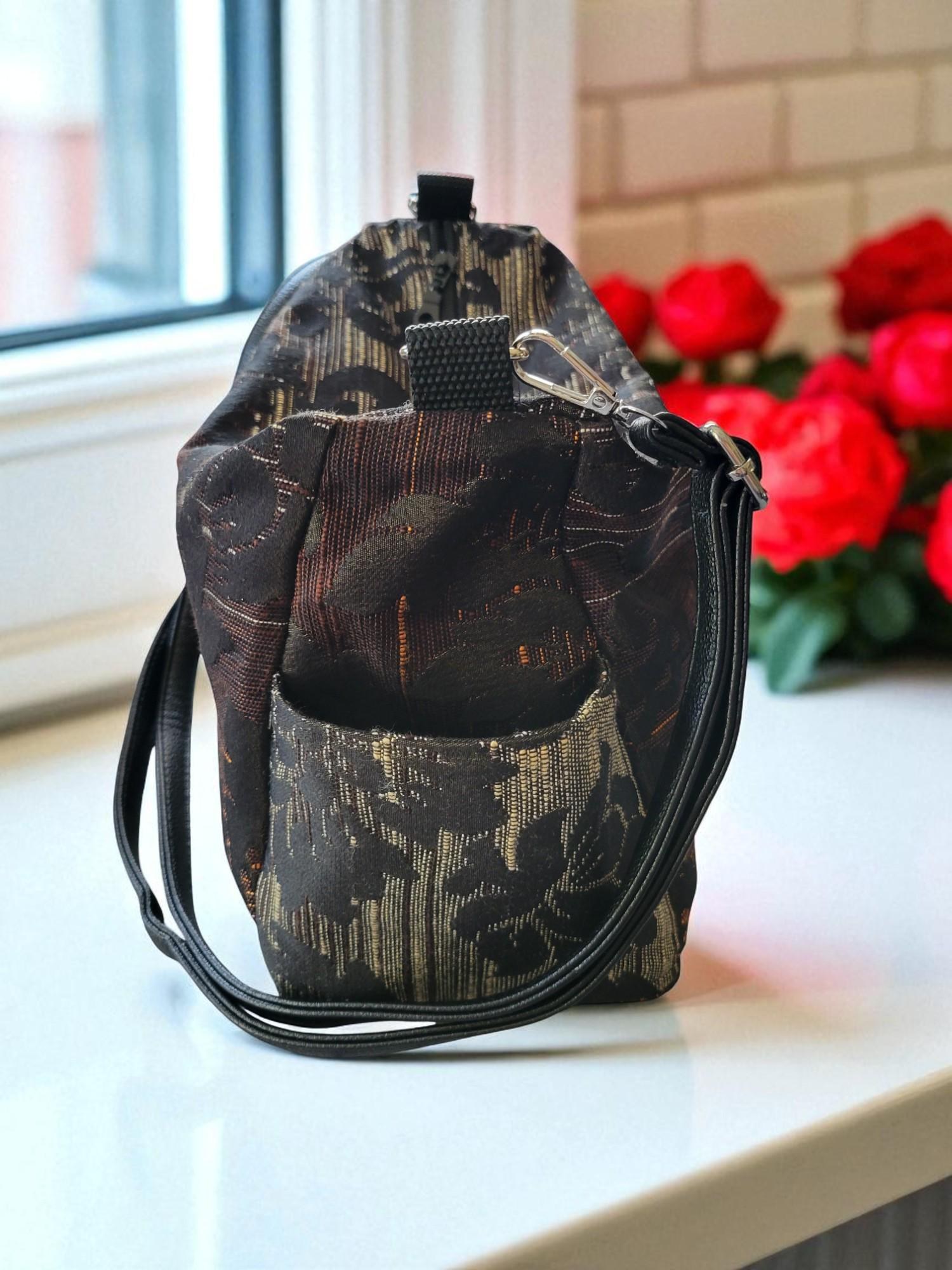 Ombre Tapestry Brocade Crossbody Handbag, Slouchy, Vintage Inspired, view 4