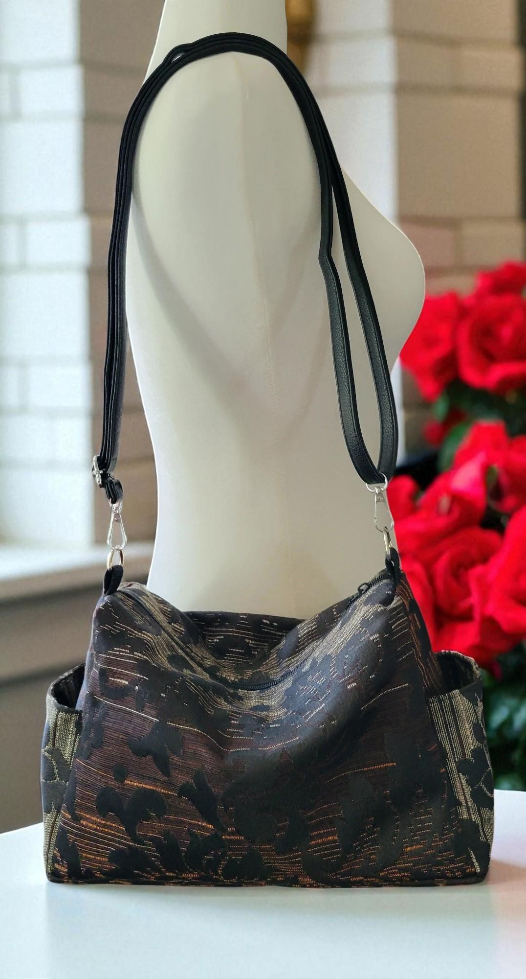Ombre Tapestry Brocade Crossbody Handbag, Slouchy, Vintage Inspired, view 5