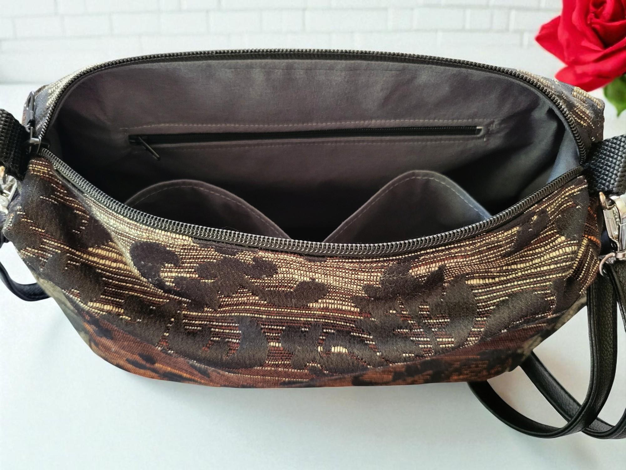 Ombre Tapestry Brocade Crossbody Handbag, Slouchy, Vintage Inspired, view 9