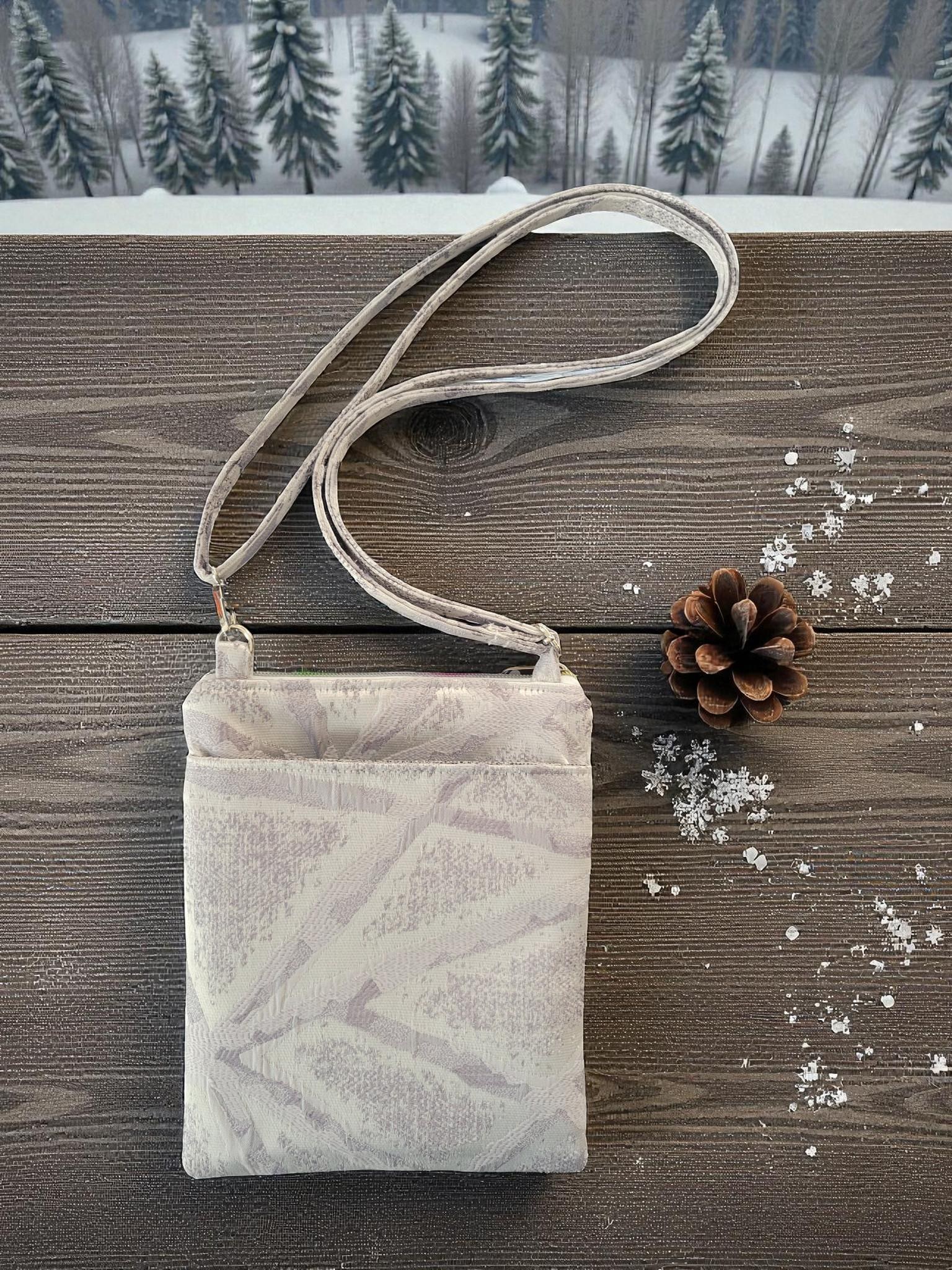 Elegant Winter White Tapestry Jacquard Crossbody Bag, Boho Inspired, view 11