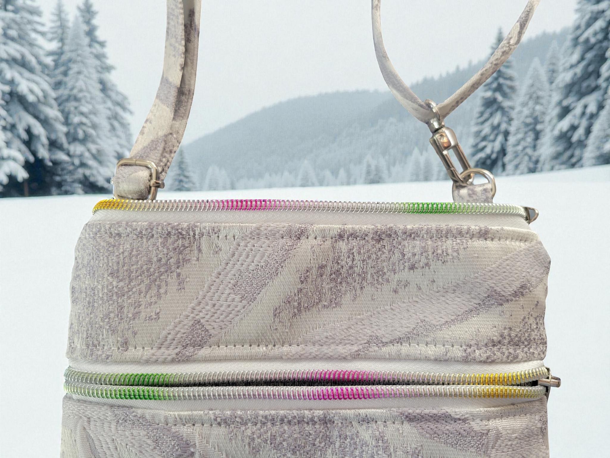 Elegant Winter White Tapestry Jacquard Crossbody Bag, Boho Inspired, view 17