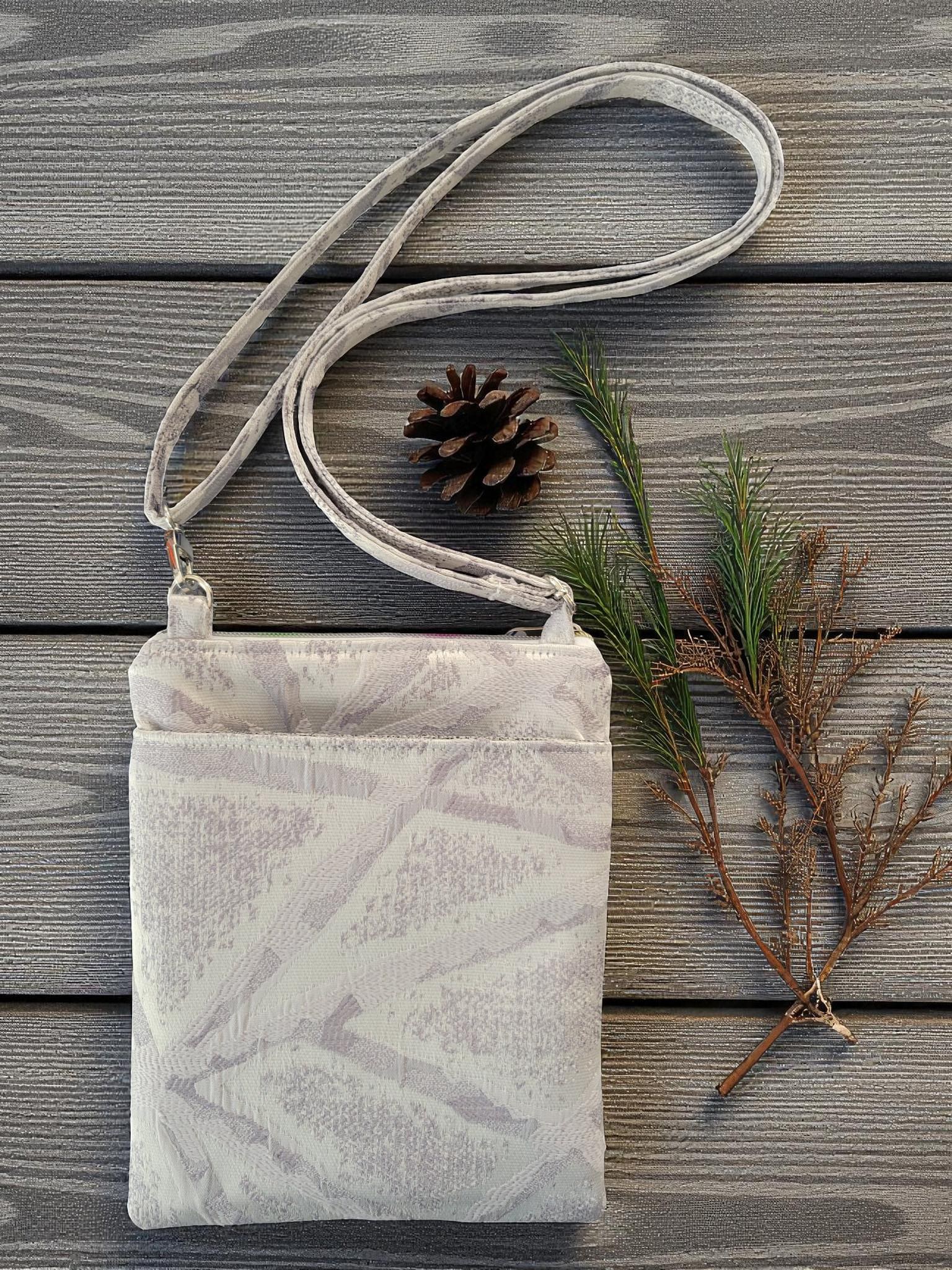 Elegant Winter White Tapestry Jacquard Crossbody Bag, Boho Inspired, view 2