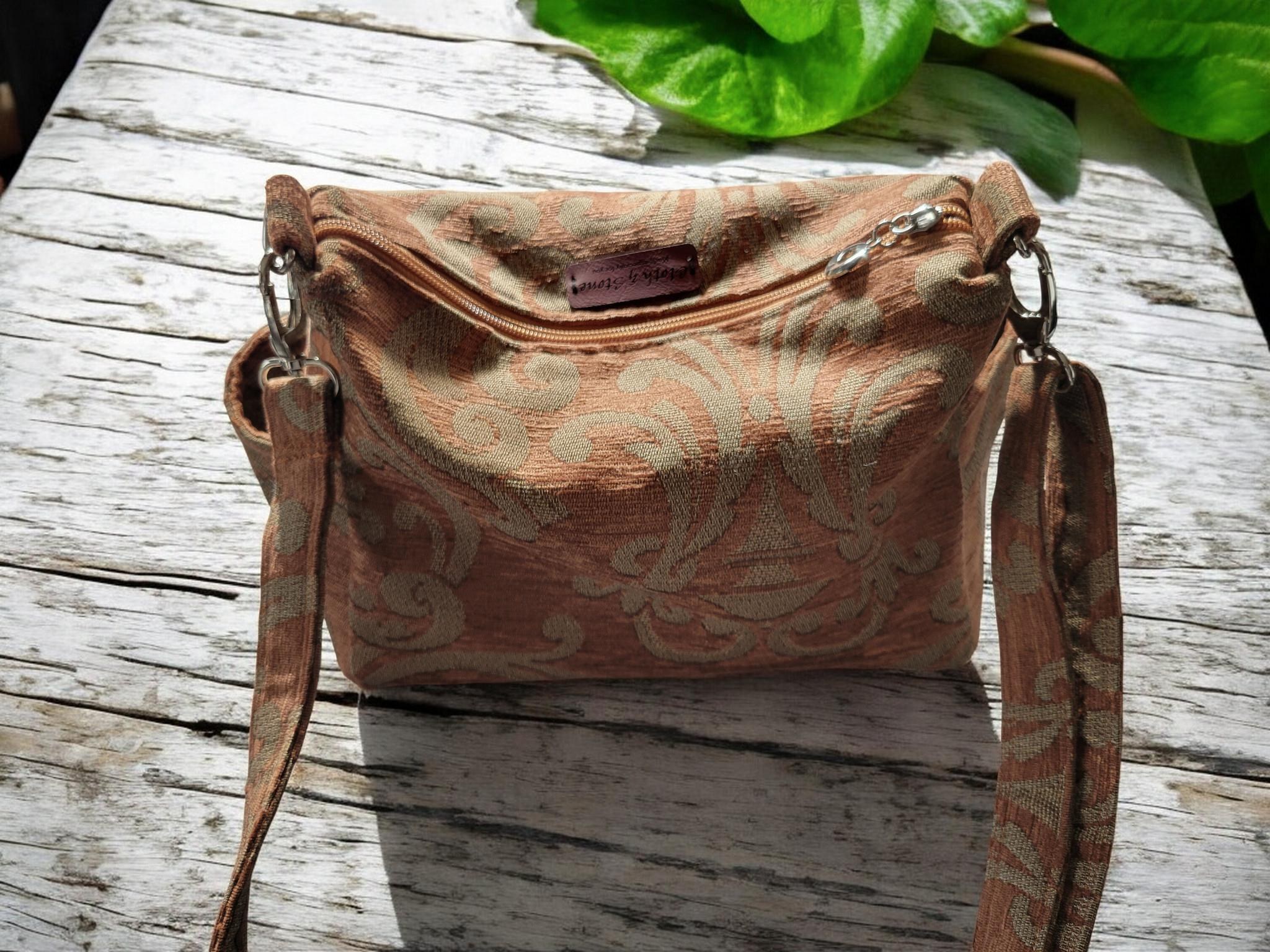 Earthy Woven Tapestry Crossbody Handbag, Slouchy, Vintage Inspired, view 12