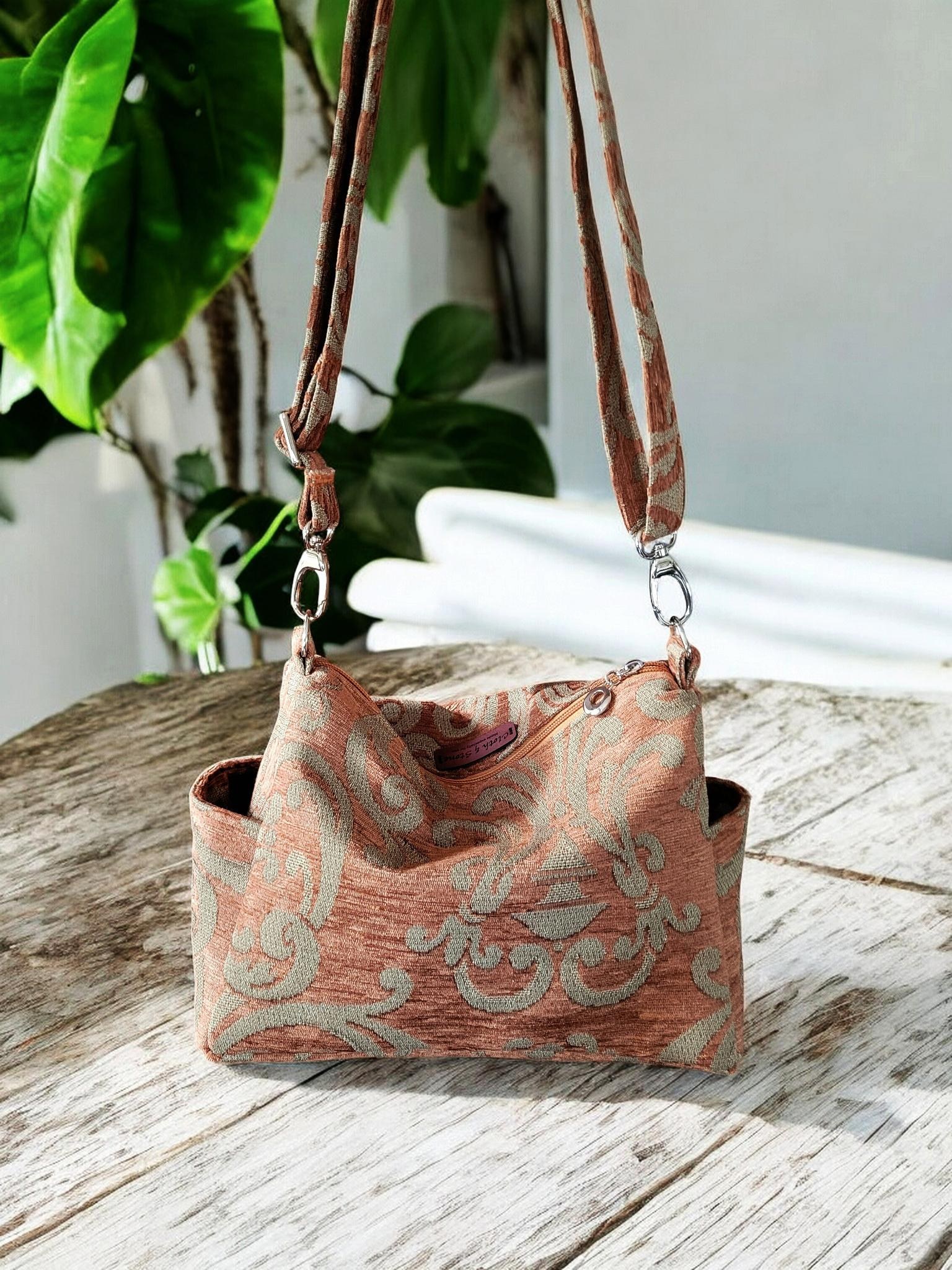 Earthy Woven Tapestry Crossbody Handbag, Slouchy, Vintage Inspired, view 16