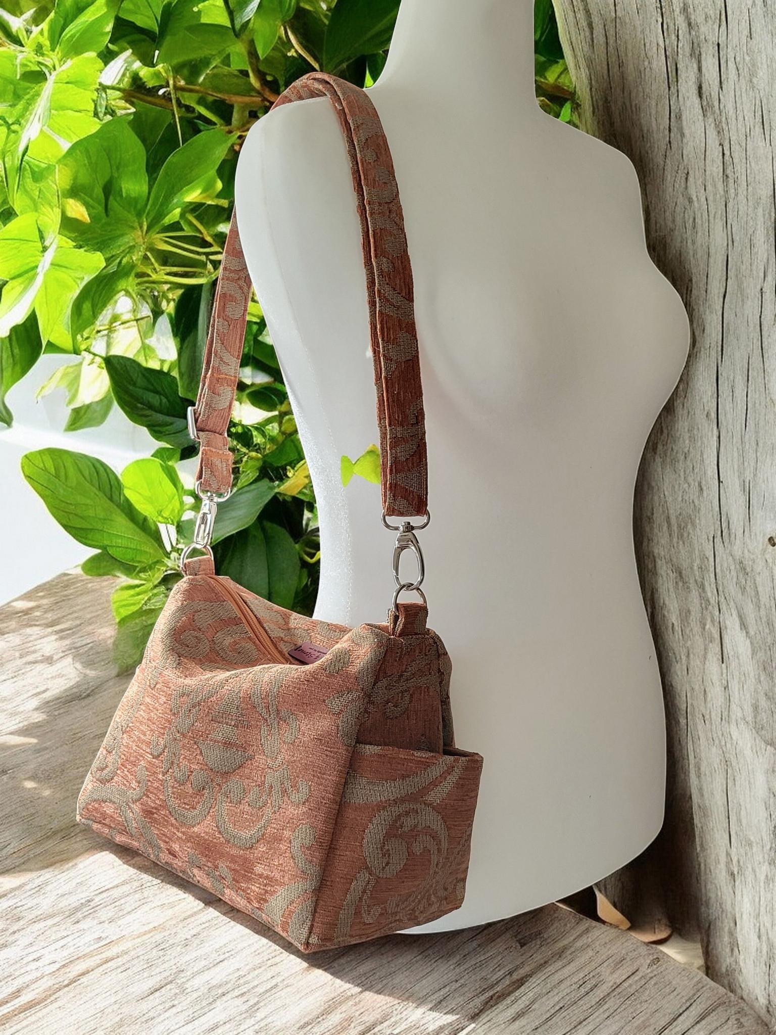 Earthy Woven Tapestry Crossbody Handbag, Slouchy, Vintage Inspired, view 8