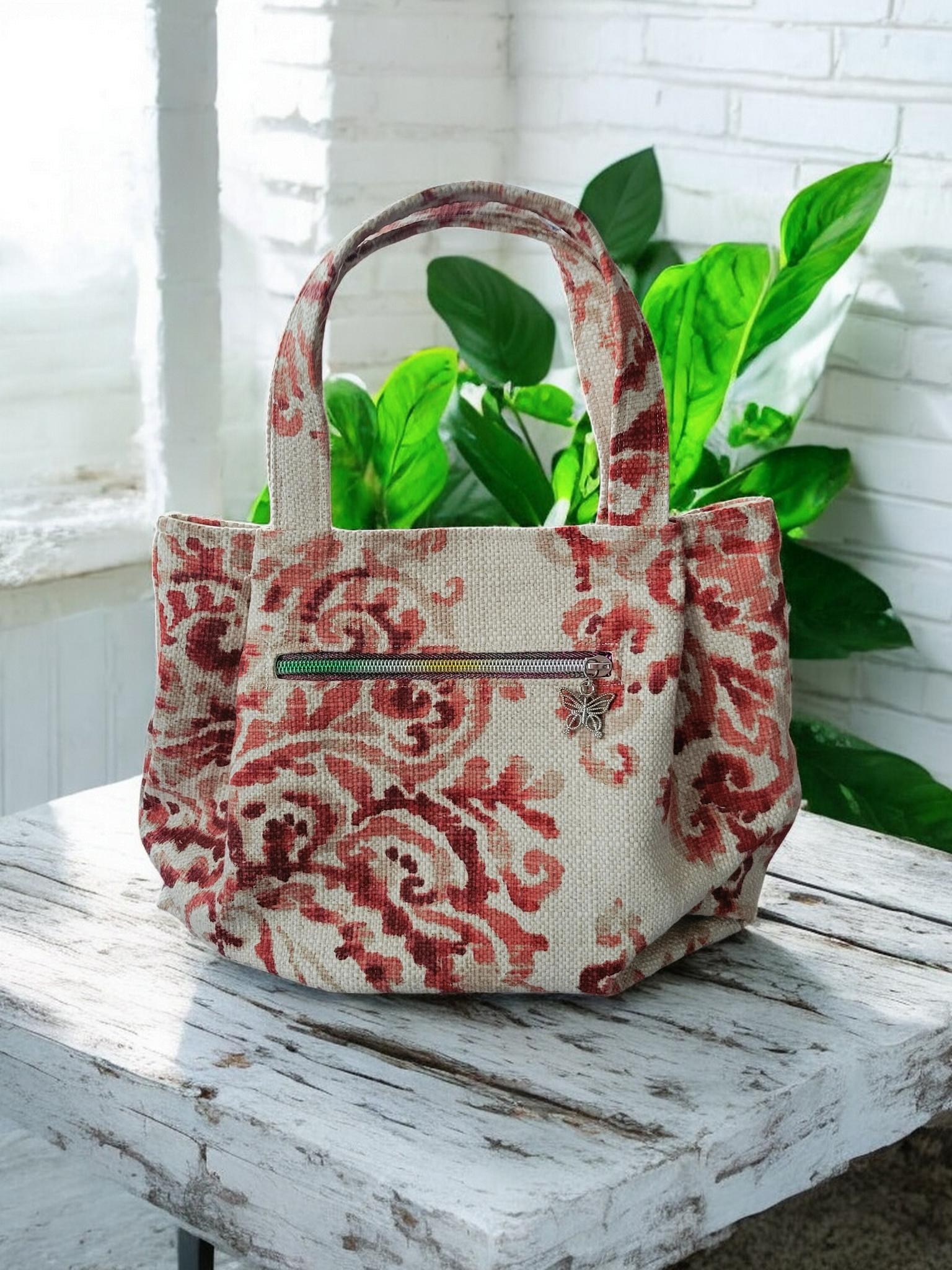 Pleated Tapestry Boho Purse Woven with a Watercolor Floral Design