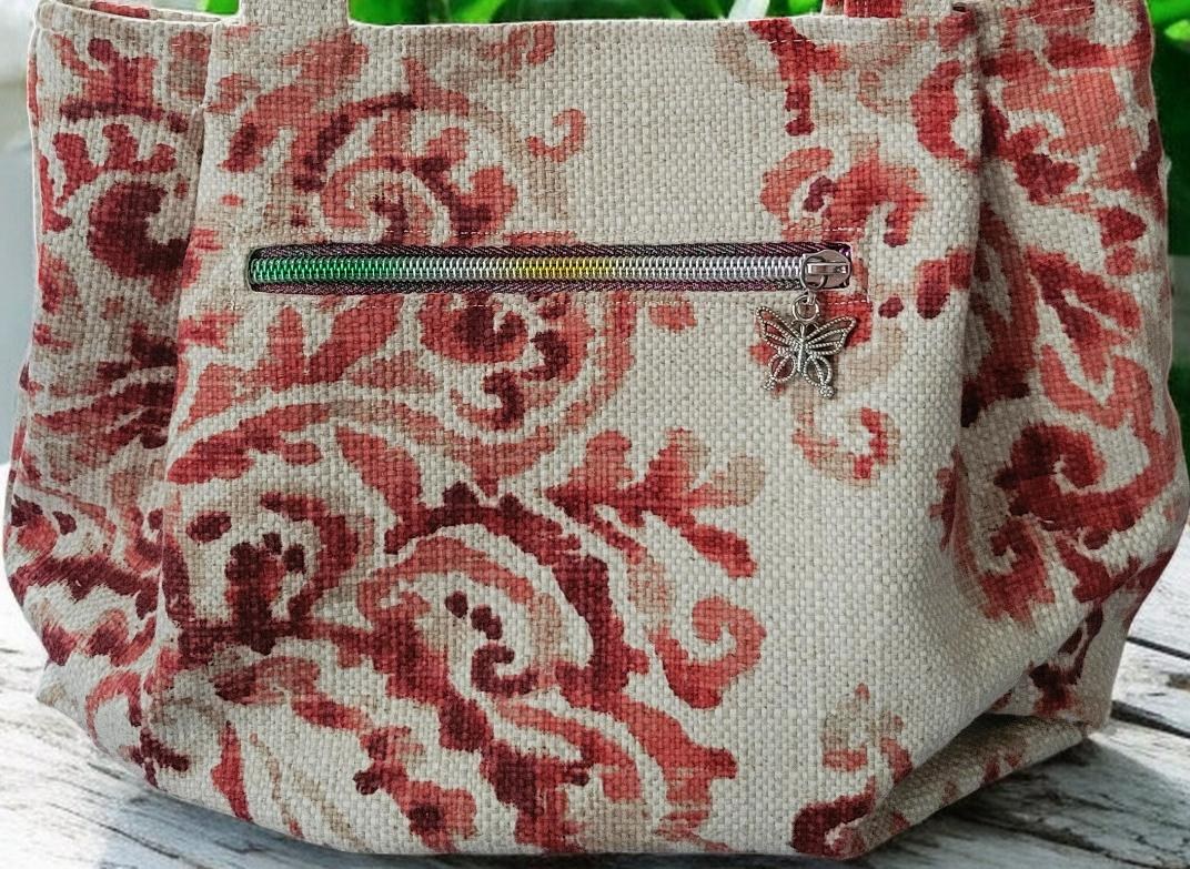 Pleated Tapestry Boho Purse Woven with a Watercolor Floral Design, view 12