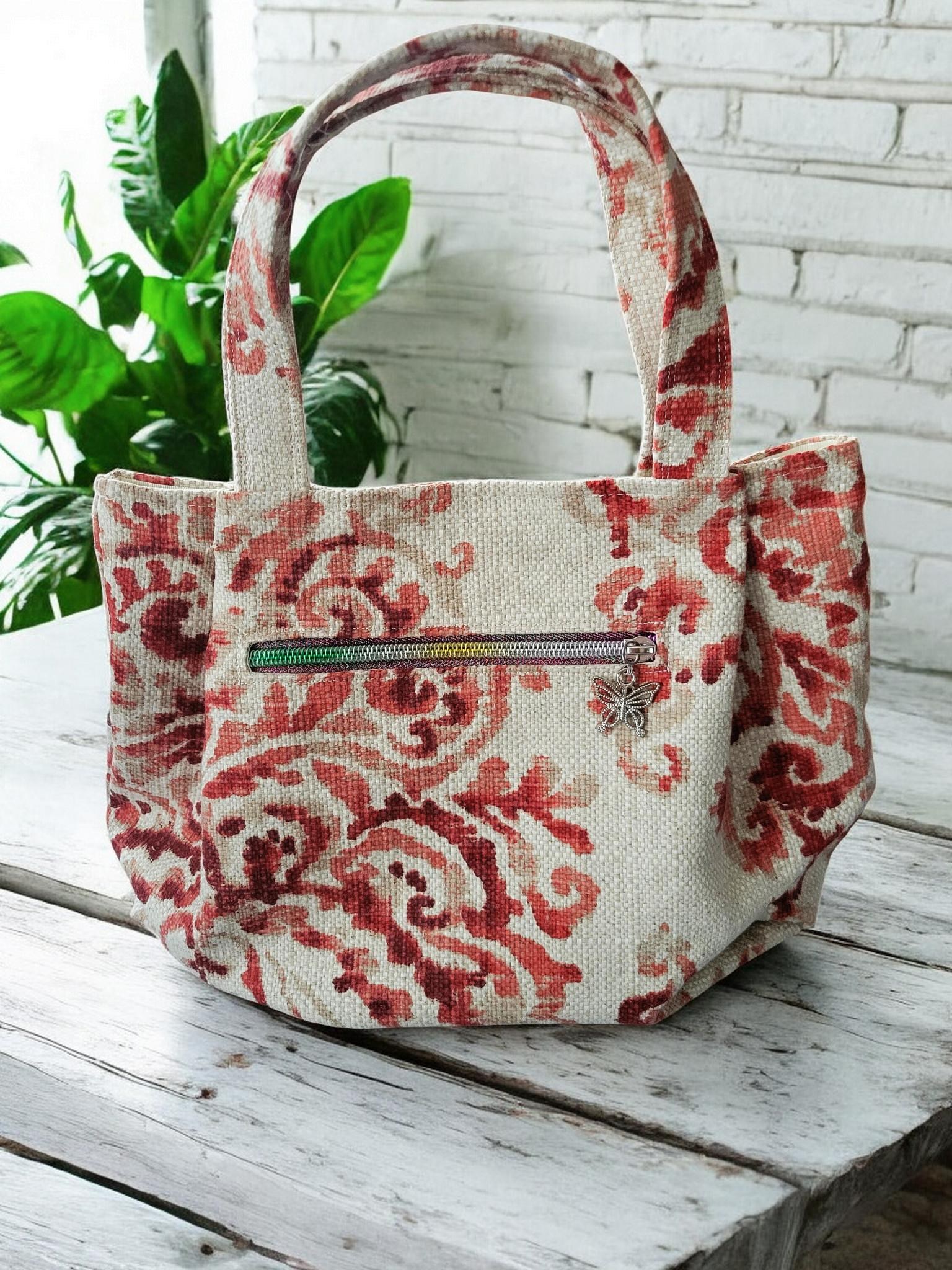 Pleated Tapestry Boho Purse Woven with a Watercolor Floral Design, view 2