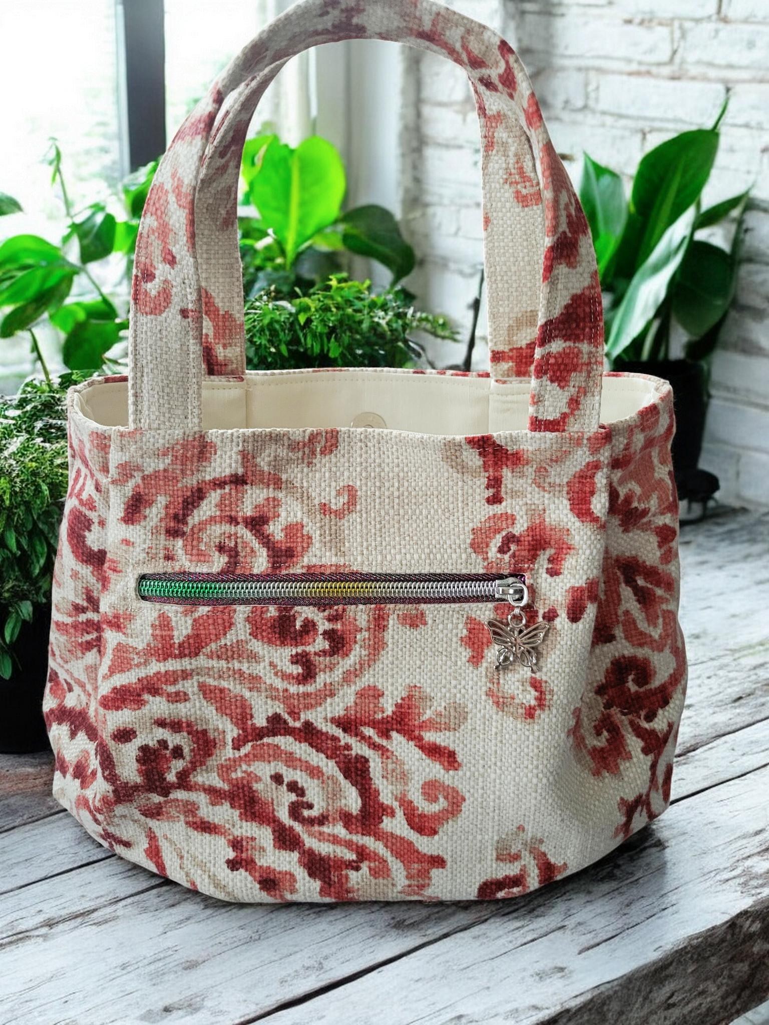 Pleated Tapestry Boho Purse Woven with a Watercolor Floral Design, view 7