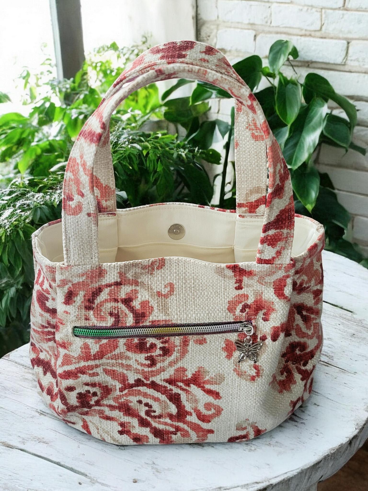 Pleated Tapestry Boho Purse Woven with a Watercolor Floral Design, view 8