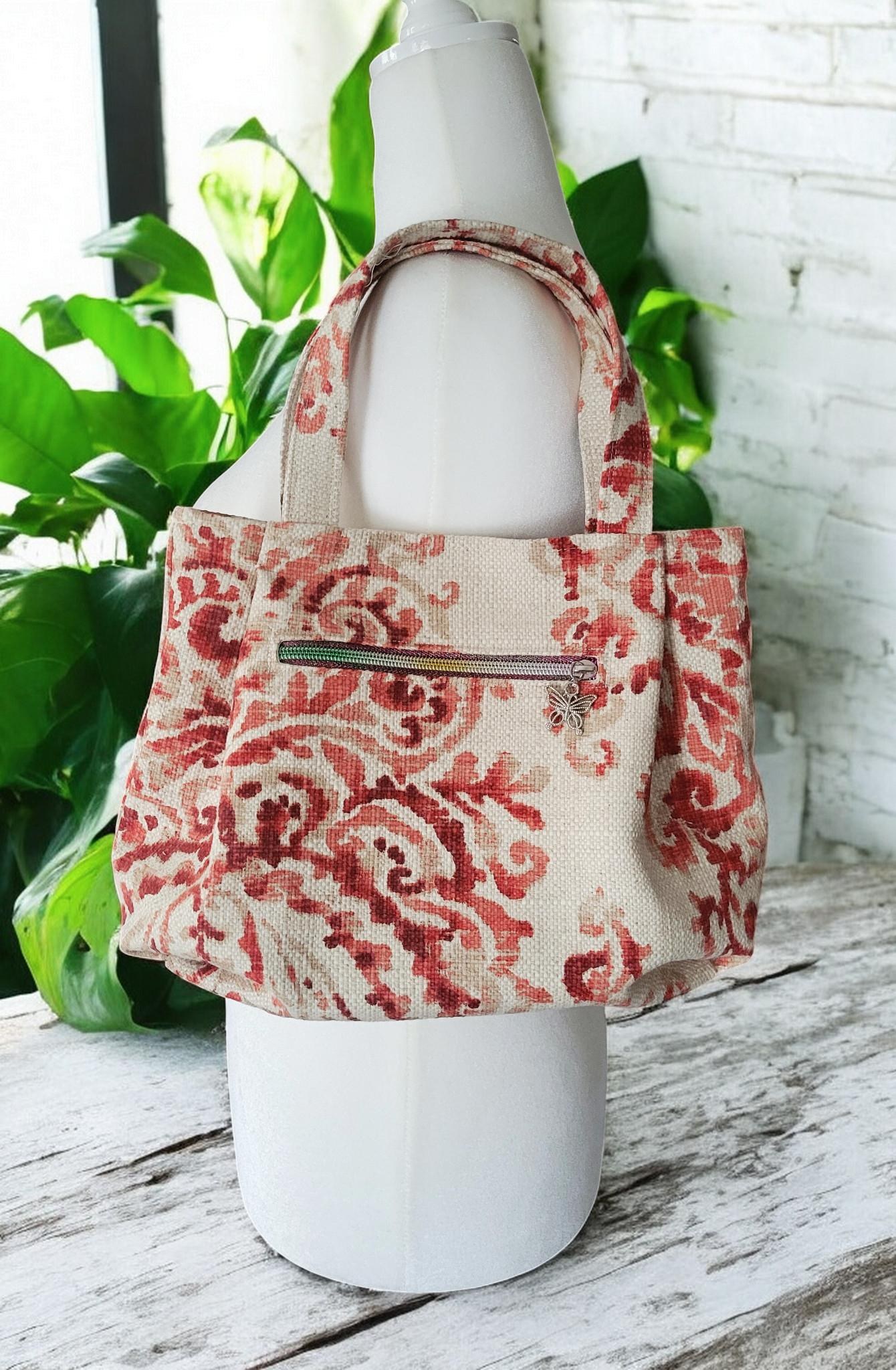 Pleated Tapestry Boho Purse Woven with a Watercolor Floral Design, view 9