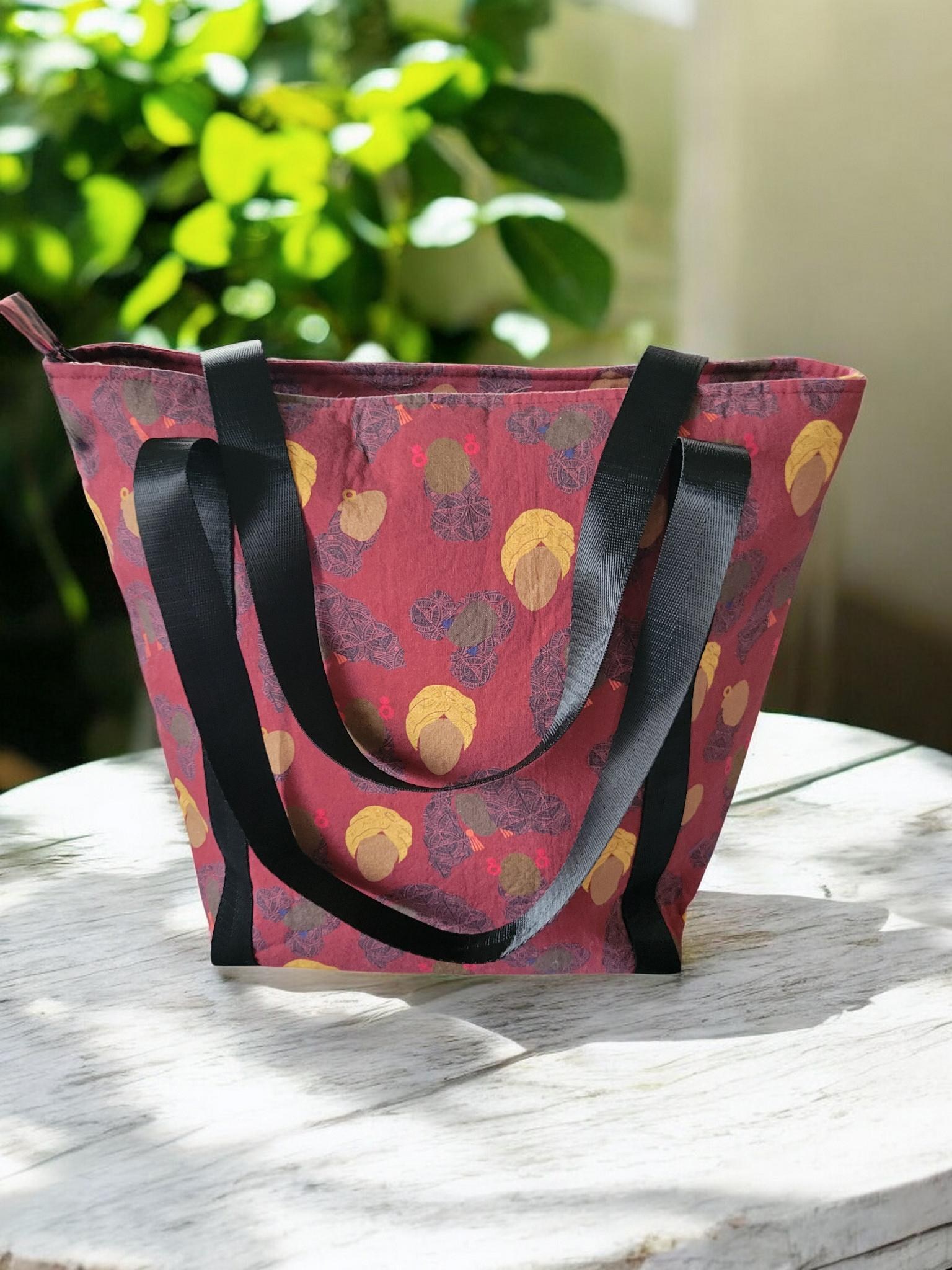 Zipper Top Tote Bag, Shoulder Bag, Eco Friendly