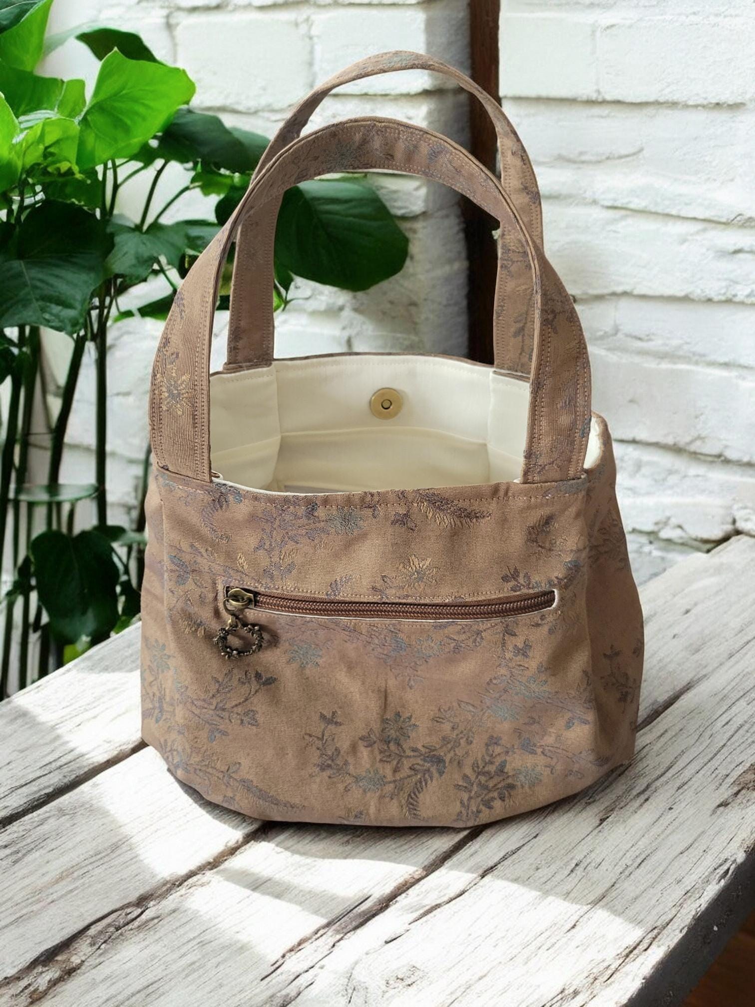 Bronze Pleated Jacquard Boho Purse, Floral Shoulder Bag, view 10