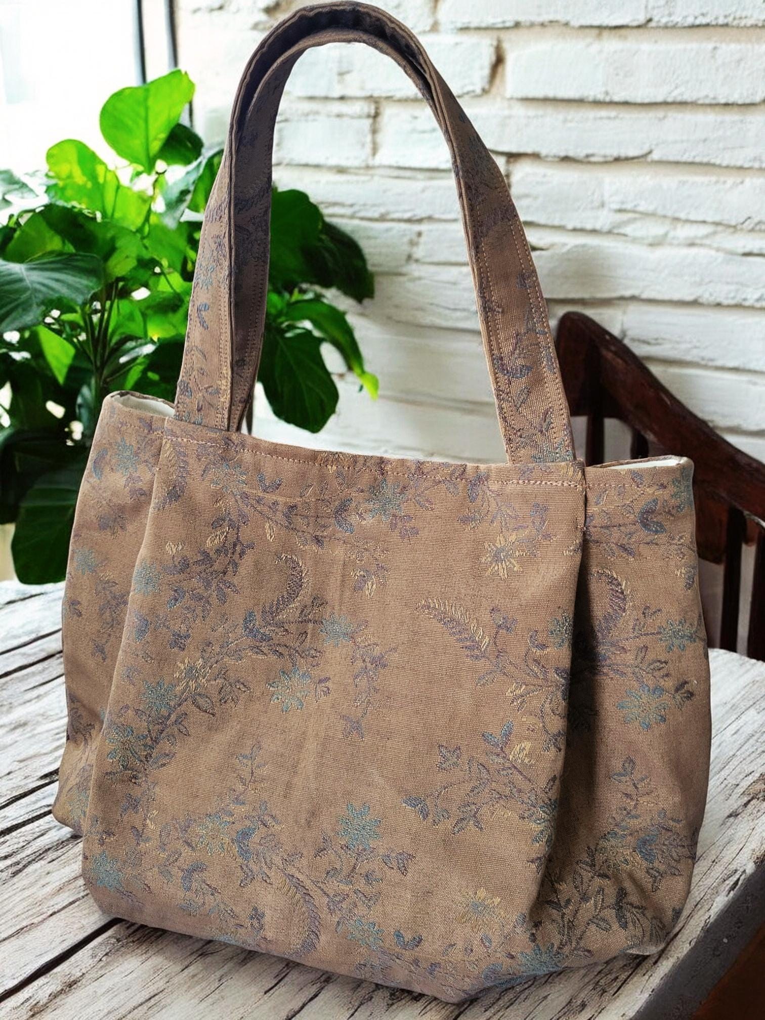 Bronze Pleated Jacquard Boho Purse, Floral Shoulder Bag, view 12