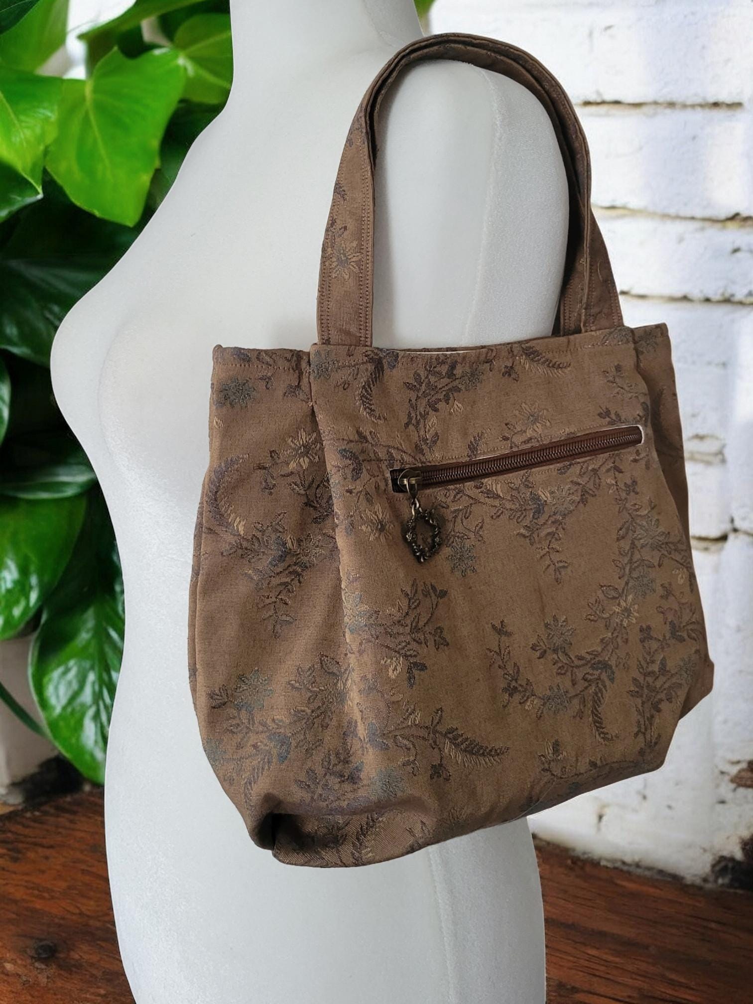 Bronze Pleated Jacquard Boho Purse, Floral Shoulder Bag, view 14