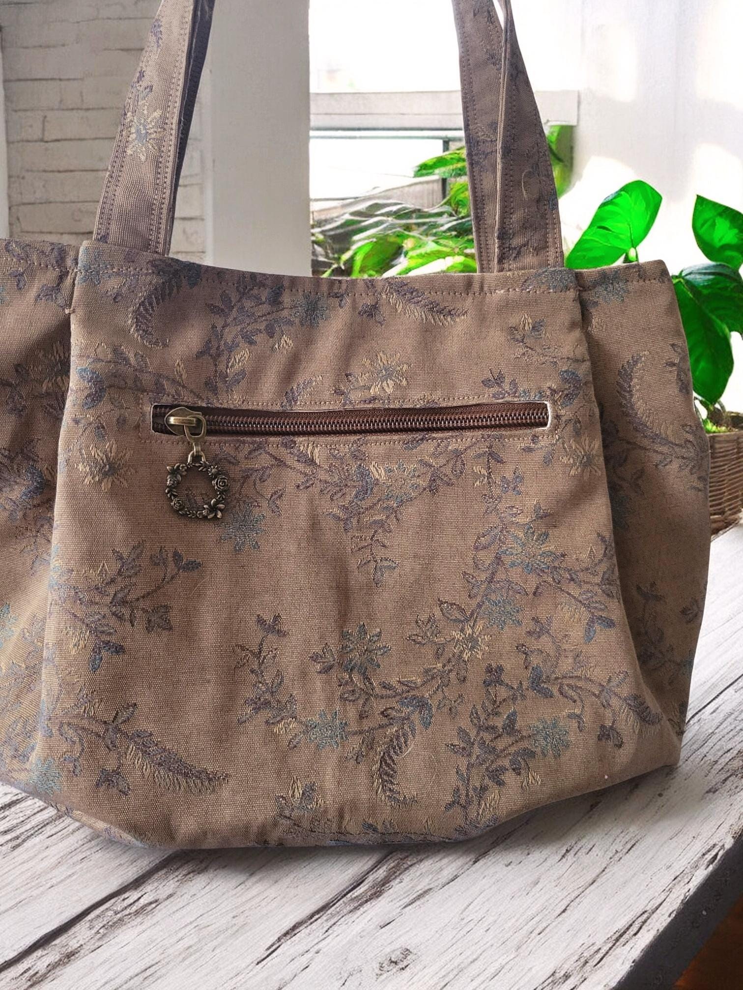 Bronze Pleated Jacquard Boho Purse, Floral Shoulder Bag, view 15