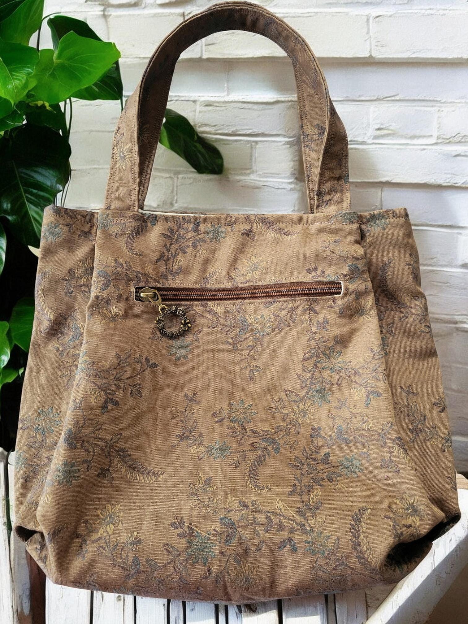 Bronze Pleated Jacquard Boho Purse, Floral Shoulder Bag, view 2