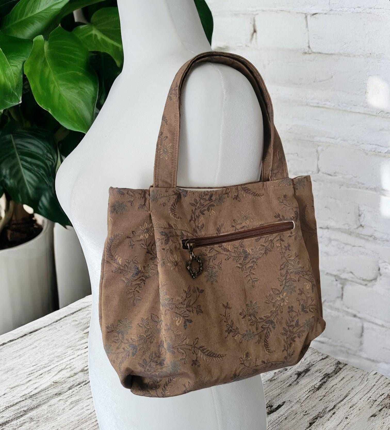 Bronze Pleated Jacquard Boho Purse, Floral Shoulder Bag, view 6
