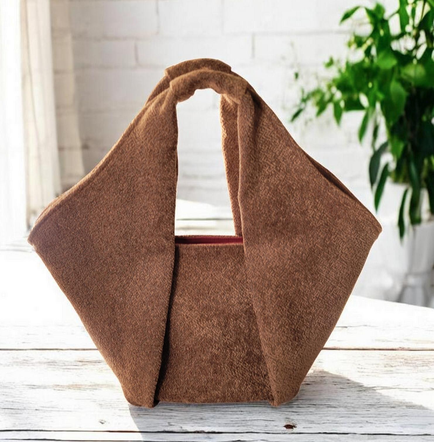 Suede Textured Hobo Bag, Structured Shoulder Purse, Minimalist Handbag