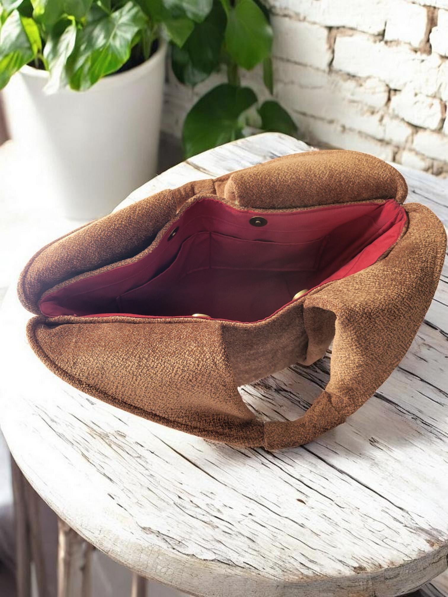 Suede Textured Hobo Bag, Structured Shoulder Purse, Minimalist Handbag, view 4