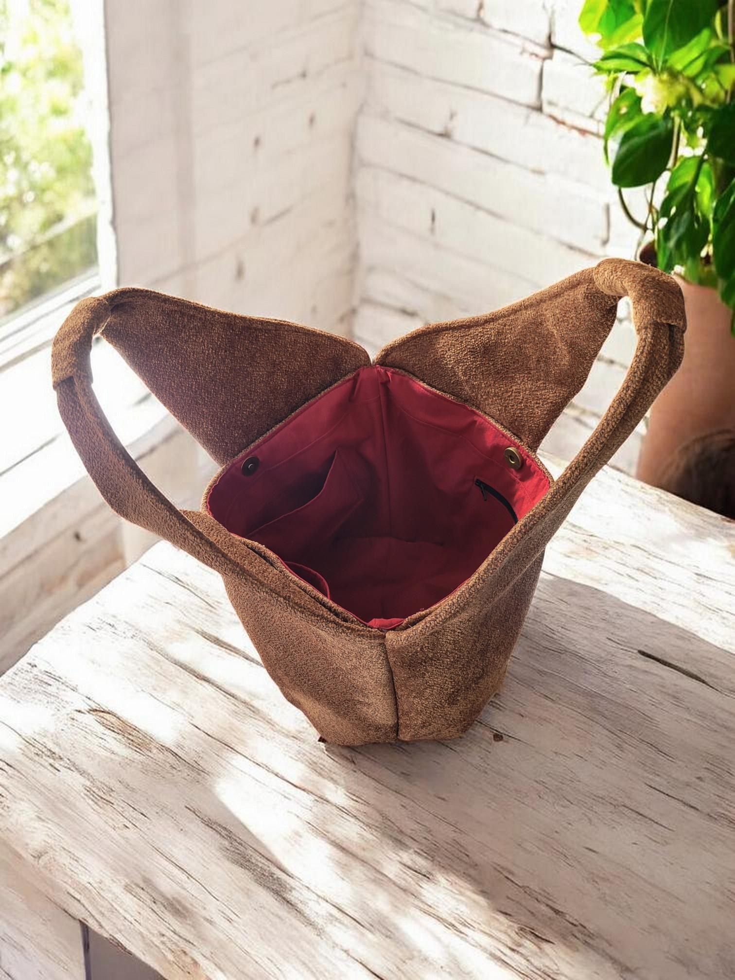 Suede Textured Hobo Bag, Structured Shoulder Purse, Minimalist Handbag, view 5