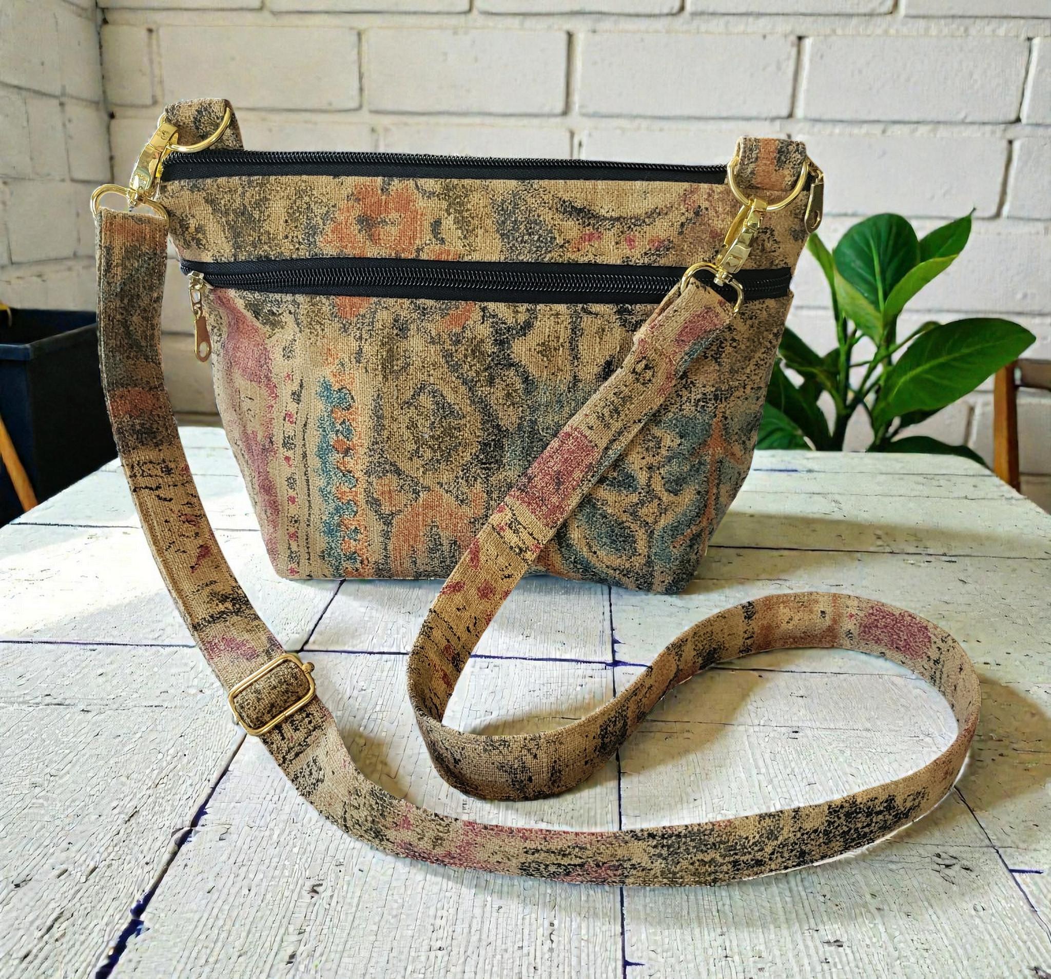 Boho Tapestry Crossbody Bag, Adjustable Strap Purse, Carpet Bag Style, Vintage Inspired, view 13