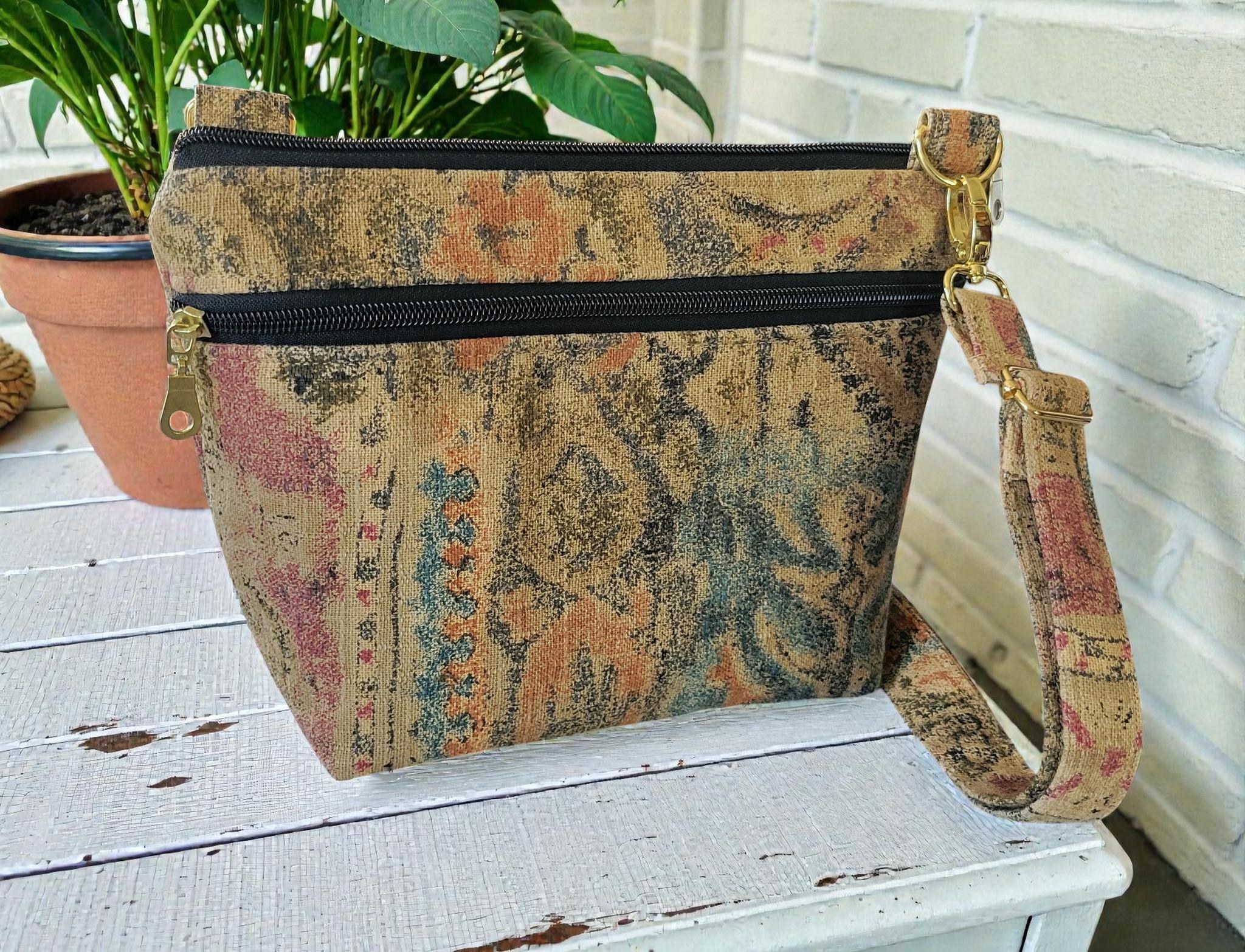 Boho Tapestry Crossbody Bag, Adjustable Strap Purse, Carpet Bag Style, Vintage Inspired, view 2