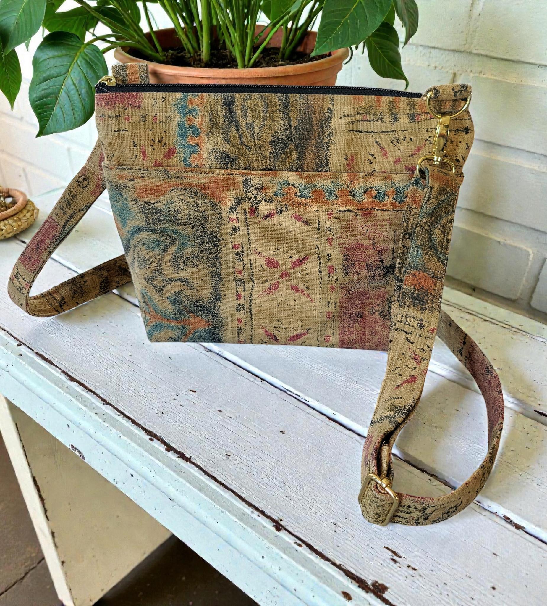 Boho Tapestry Crossbody Bag, Adjustable Strap Purse, Carpet Bag Style, Vintage Inspired, view 3