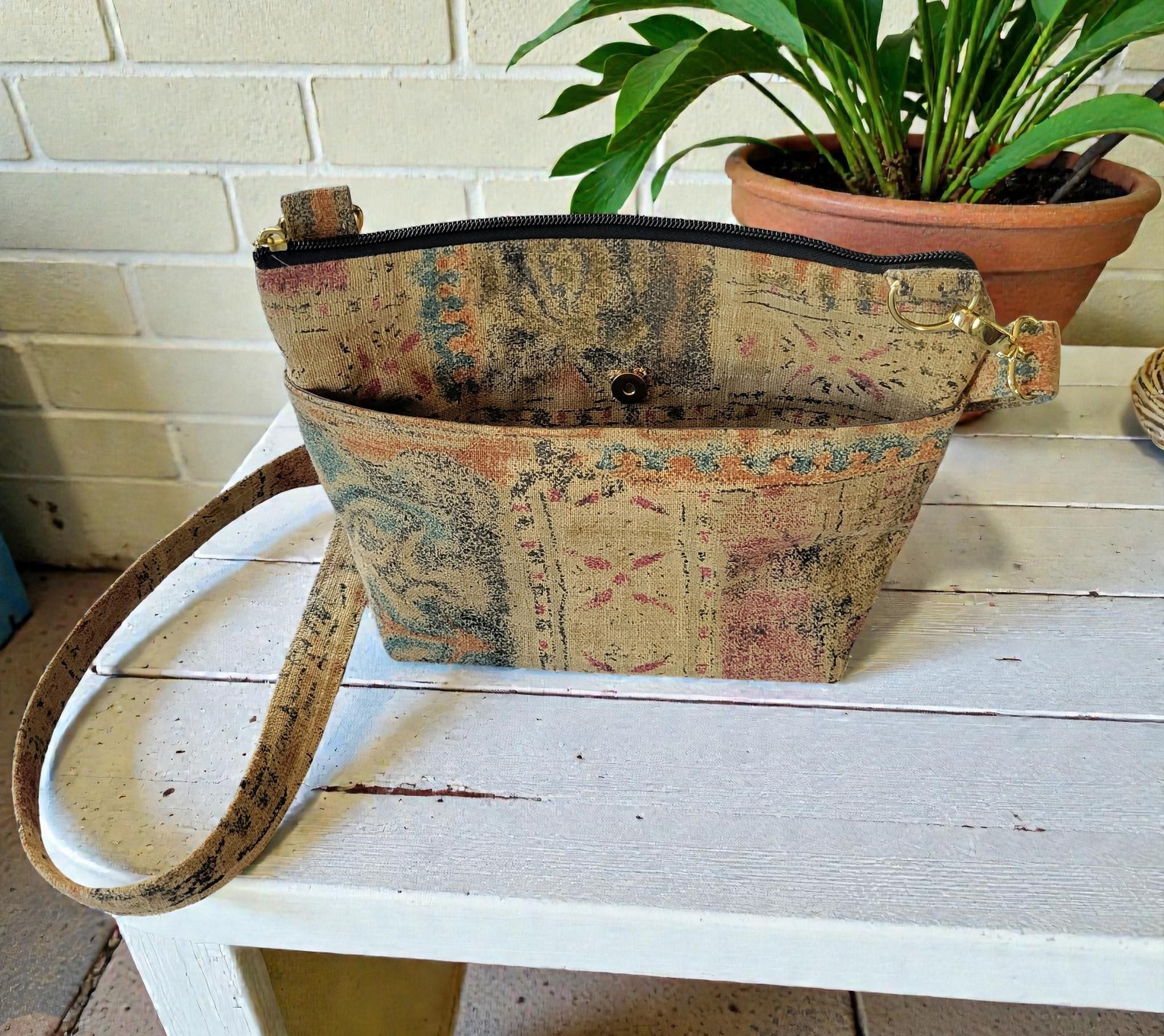 Boho Tapestry Crossbody Bag, Adjustable Strap Purse, Carpet Bag Style, Vintage Inspired, view 4