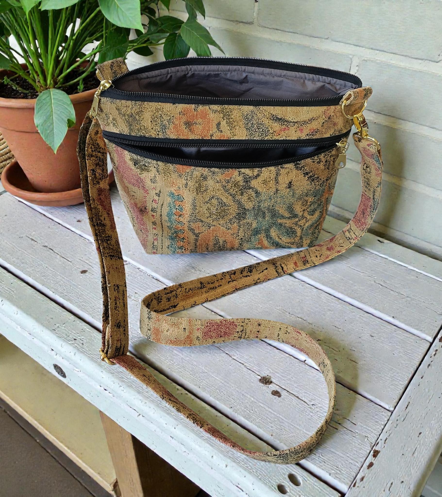 Boho Tapestry Crossbody Bag, Adjustable Strap Purse, Carpet Bag Style, Vintage Inspired, view 7