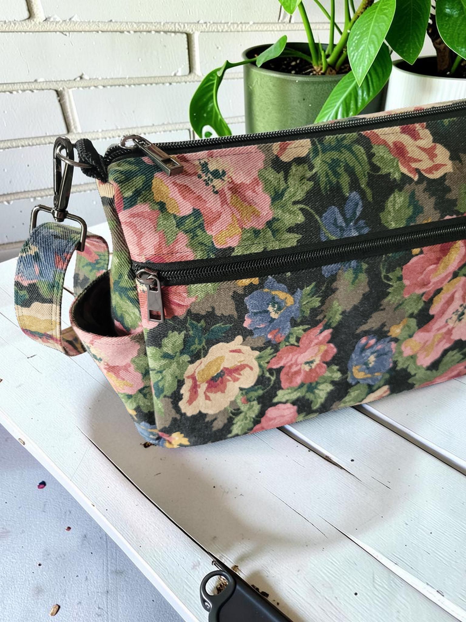 Floral Denim Crossbody Bag, Boho Shoulder Purse, Slouchy, Vintage Inspired, view 10