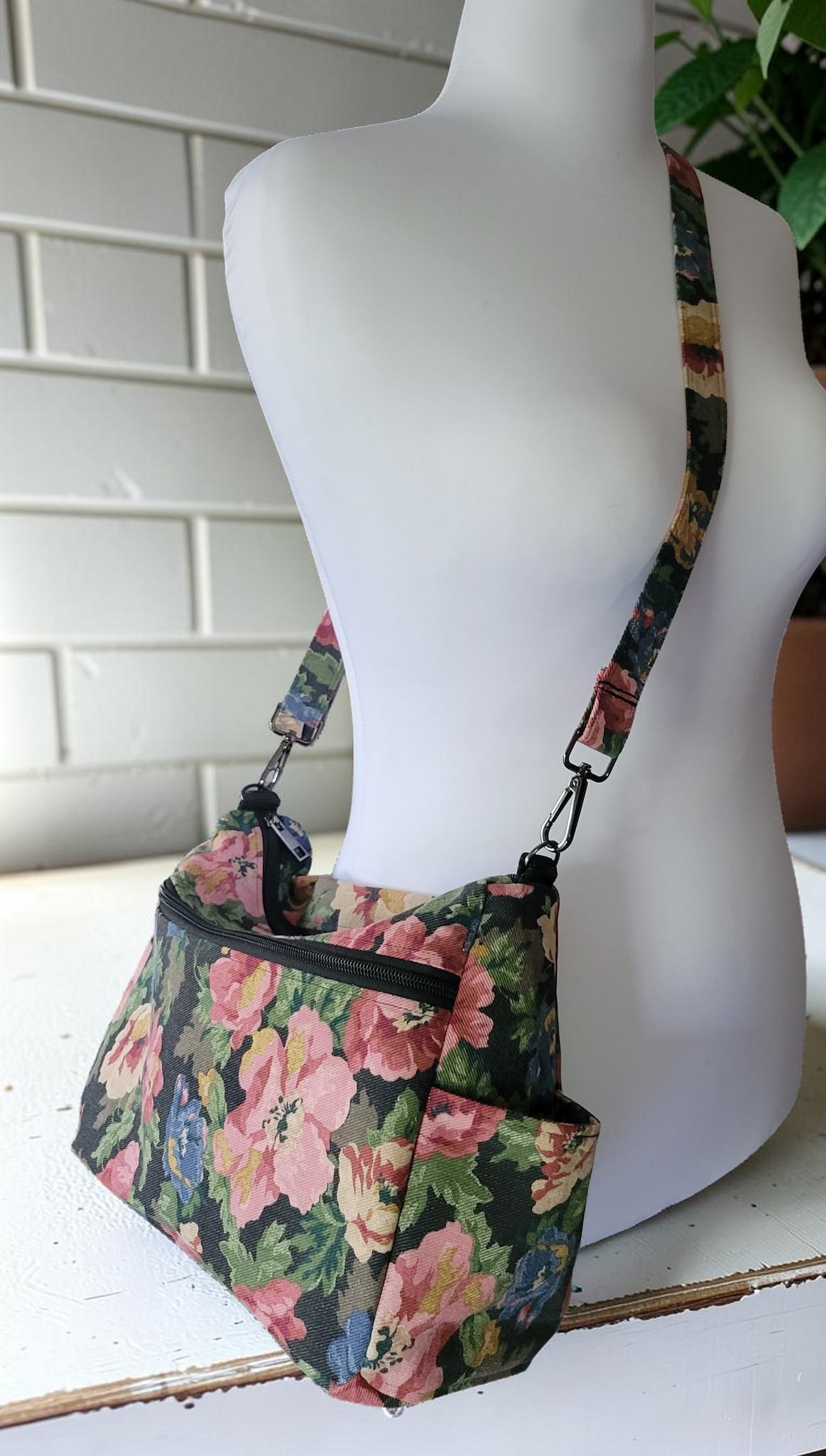 Floral Denim Crossbody Bag, Boho Shoulder Purse, Slouchy, Vintage Inspired, view 12