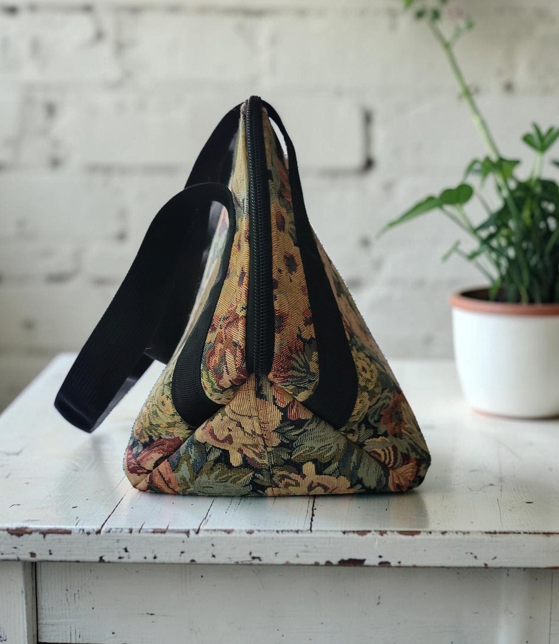 Vintage Floral Jacquard Weekender, Woven Tapestry Travel Tote, Romantic Cottagecore Carryall, view 6