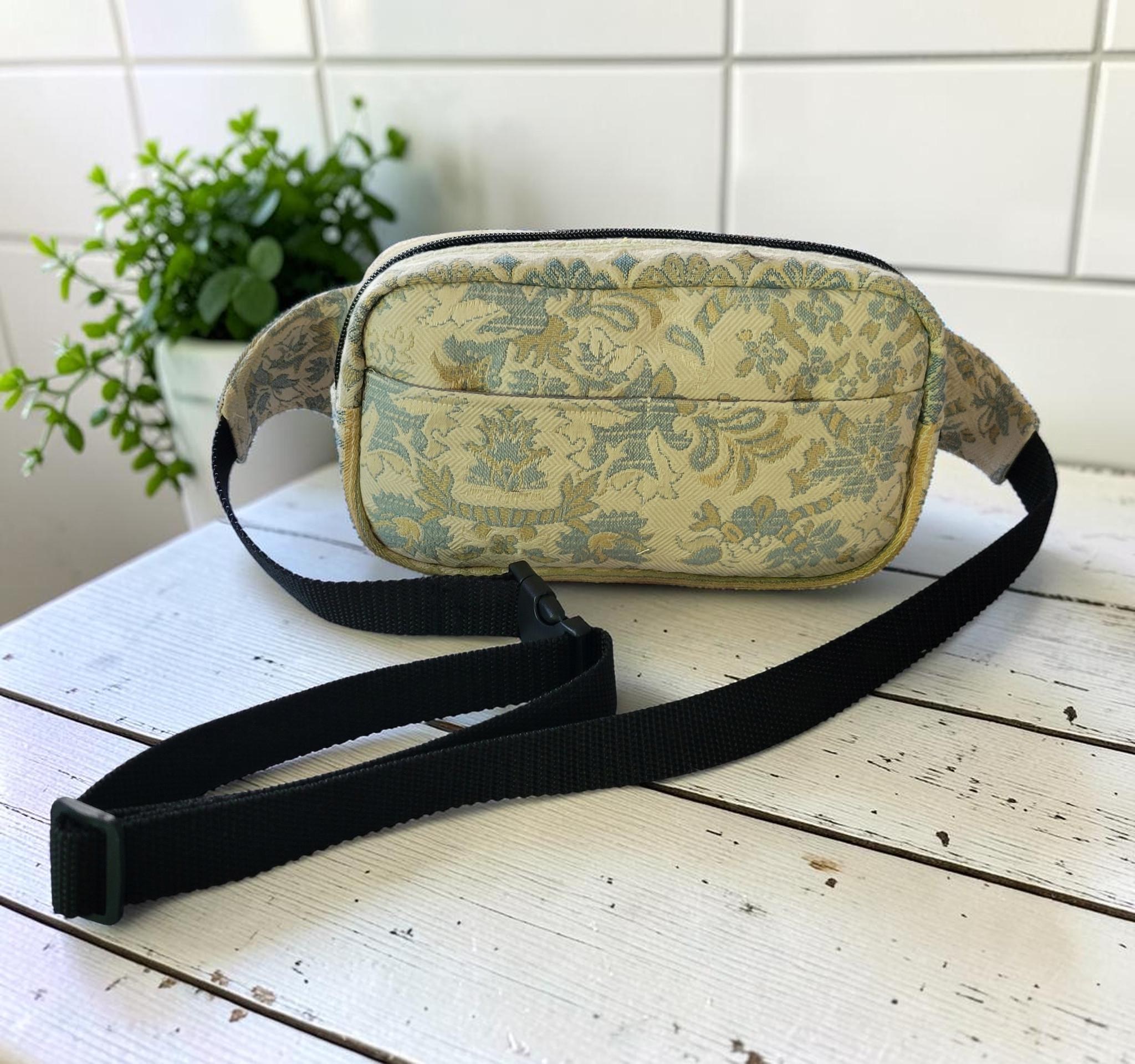 Jacquard Fanny Pack, Woven Belt Bag, Yellow and Blue Bum Bag