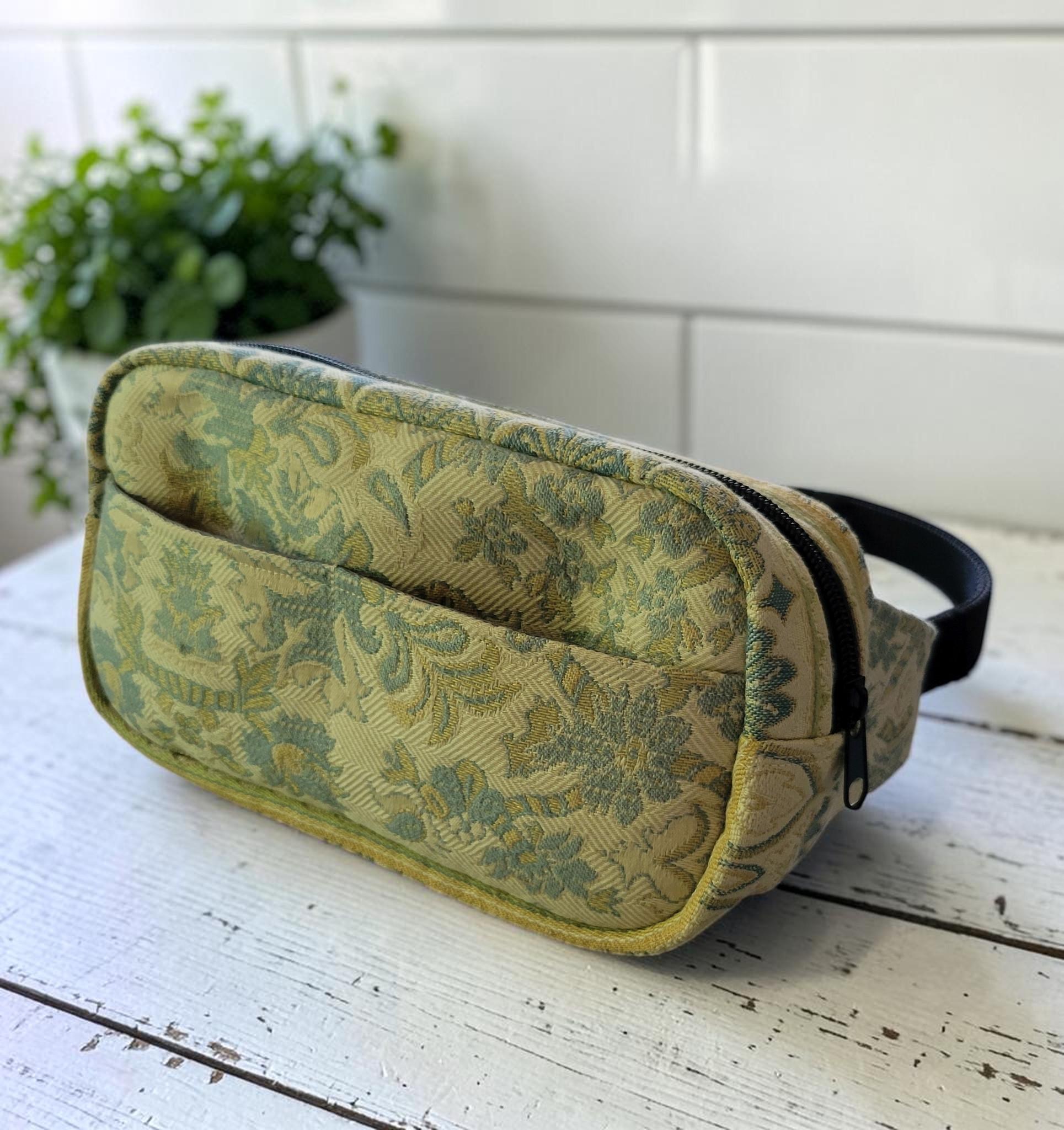 Jacquard Fanny Pack, Woven Belt Bag, Yellow and Blue Bum Bag, view 10
