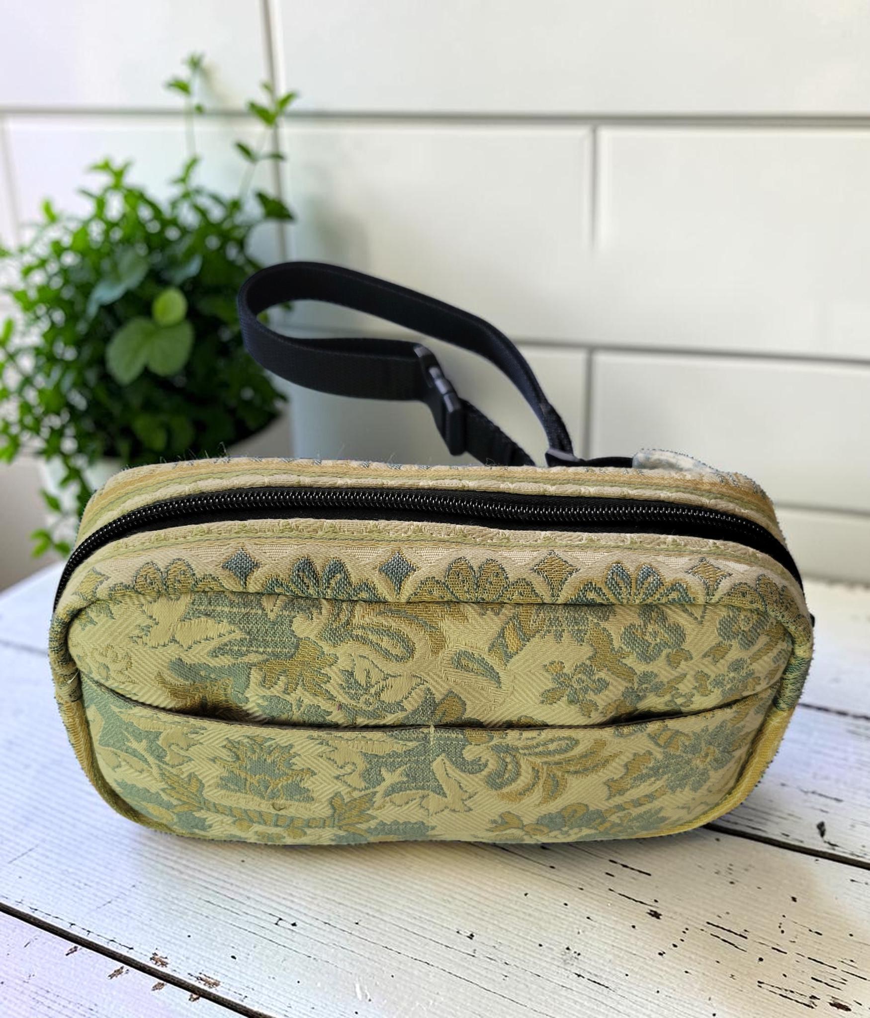 Jacquard Fanny Pack, Woven Belt Bag, Yellow and Blue Bum Bag, view 11