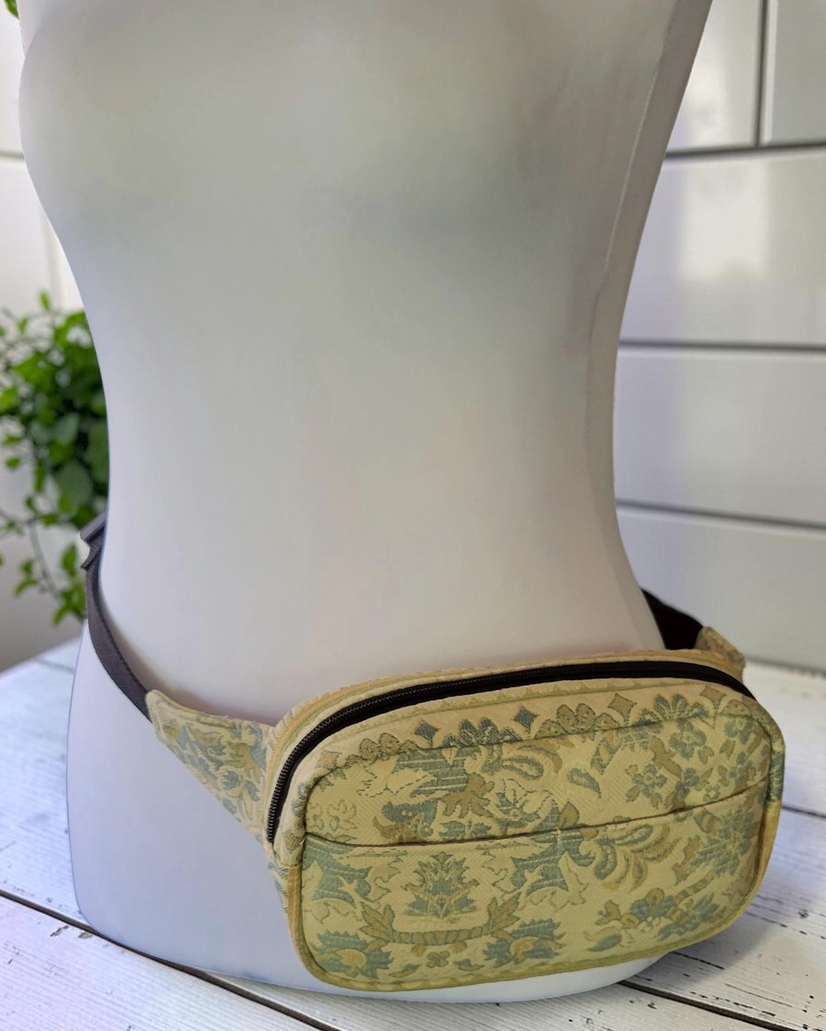 Jacquard Fanny Pack, Woven Belt Bag, Yellow and Blue Bum Bag, view 12