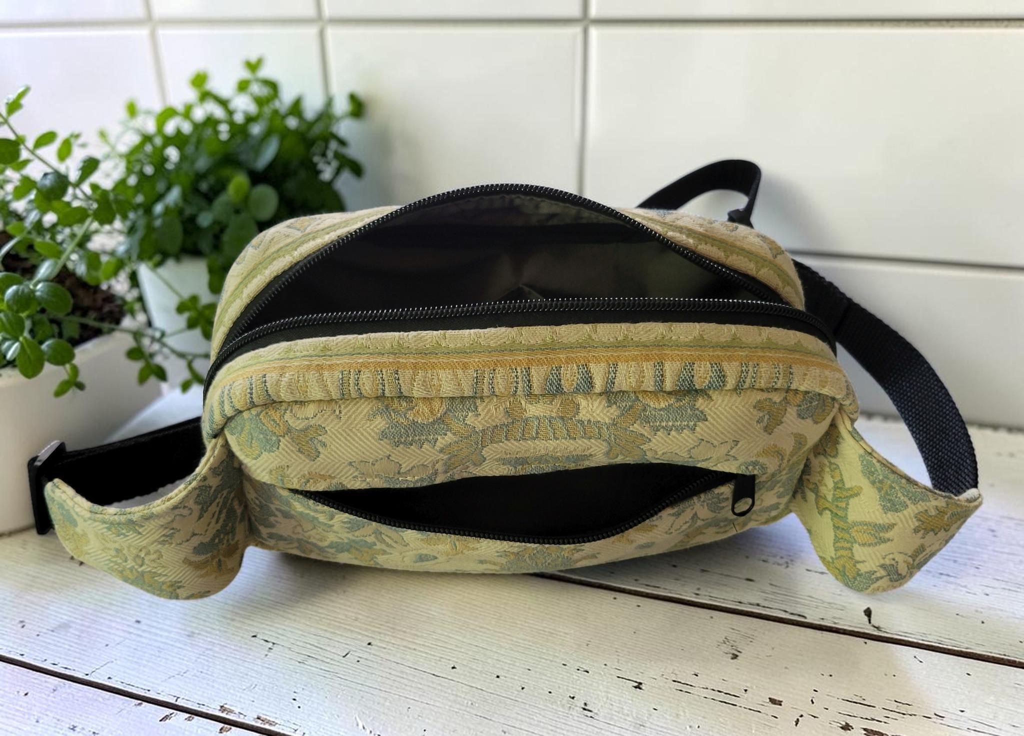 Jacquard Fanny Pack, Woven Belt Bag, Yellow and Blue Bum Bag, view 9