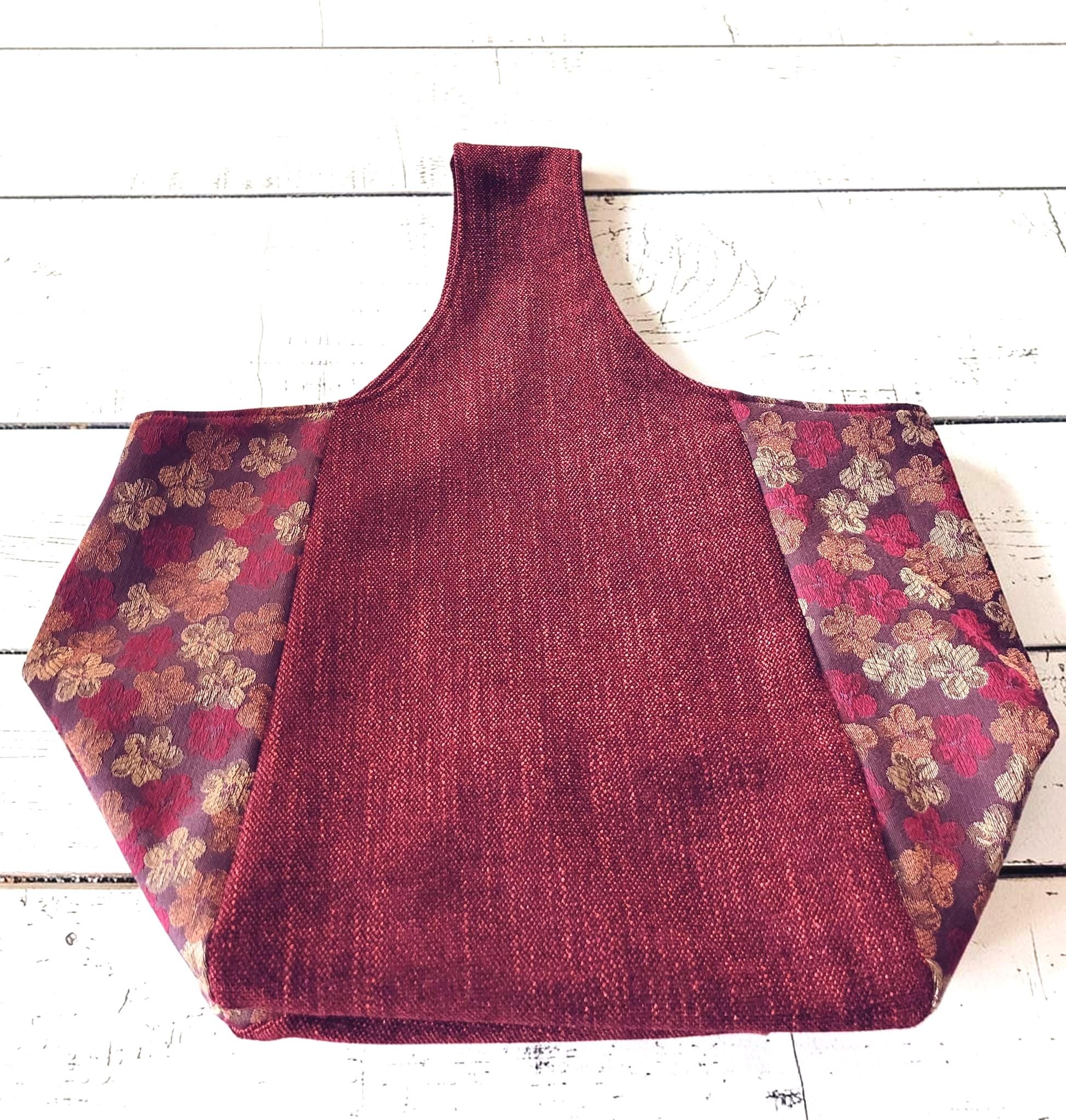 Red Upholstery Fabric Hobo Shoulder Bag, Floral Tapestry Tote Bag, Slouchy Handbag, view 14