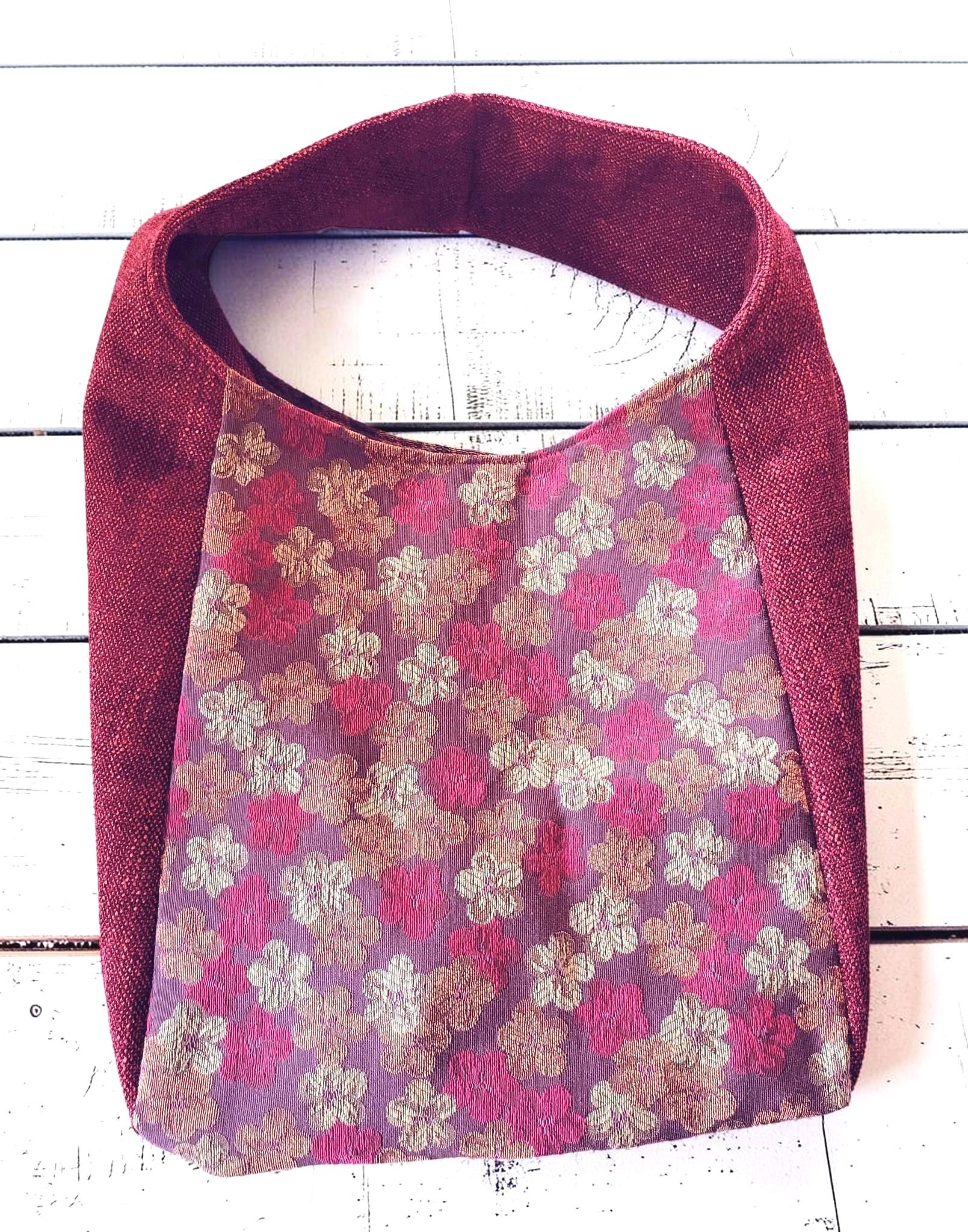 Red Upholstery Fabric Hobo Shoulder Bag, Floral Tapestry Tote Bag, Slouchy Handbag, view 15